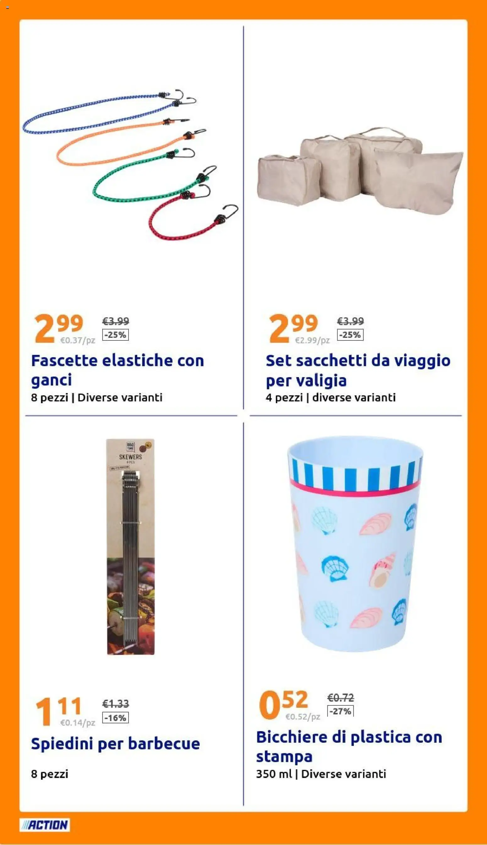 Volantino Action del 24/06/2026 | Pagina: 24 | Prodotti: Barbecue, Valigia, Fascette, Spiedini