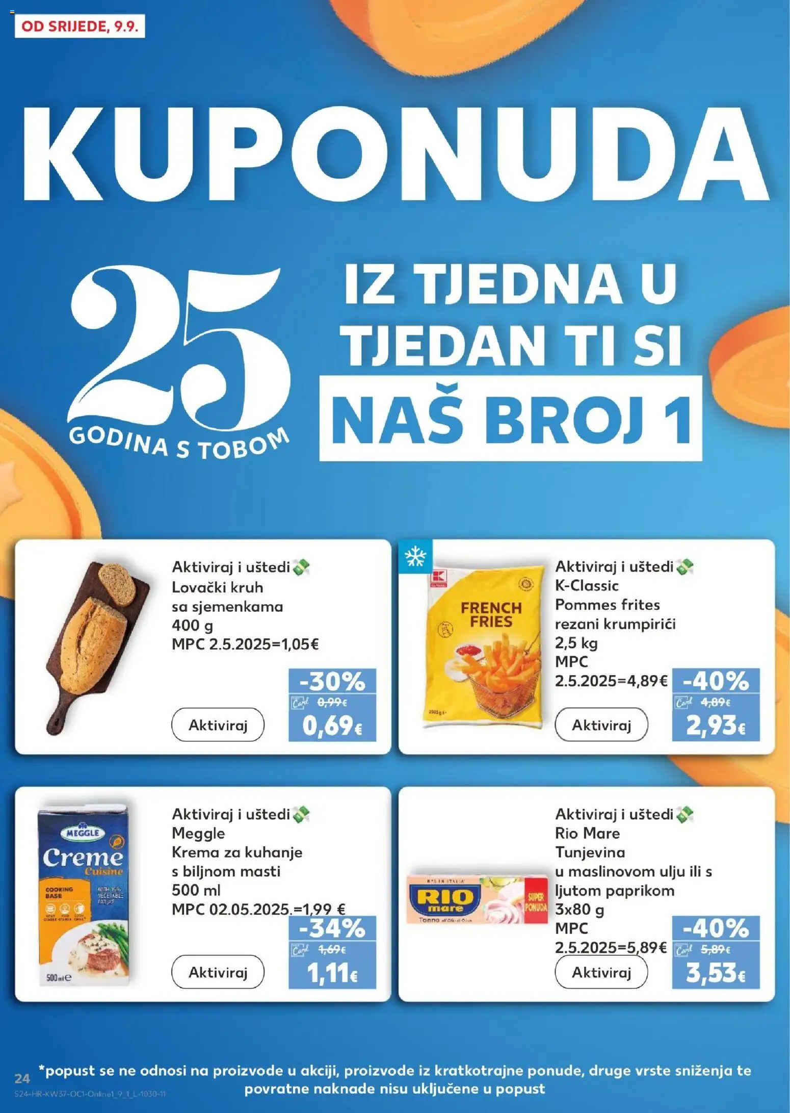 Kaufland katalog | vrijedi od 09.09.2026 | Stranica: 24 | Proizvodi: Rio Mare, Krema, Tuna, Lovacki kruh
