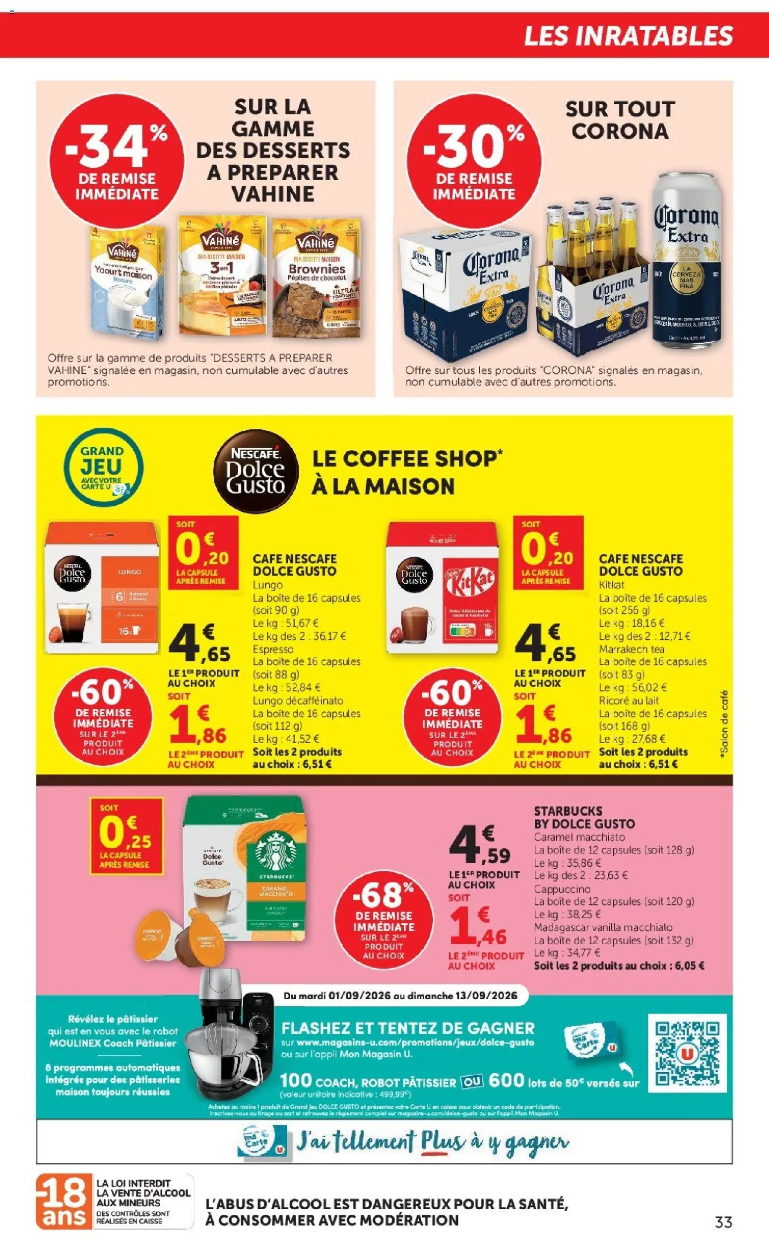 {H1} | Page: 33 | Produits: Pépites de chocolat, Cappuccino, Starbucks, Brownies