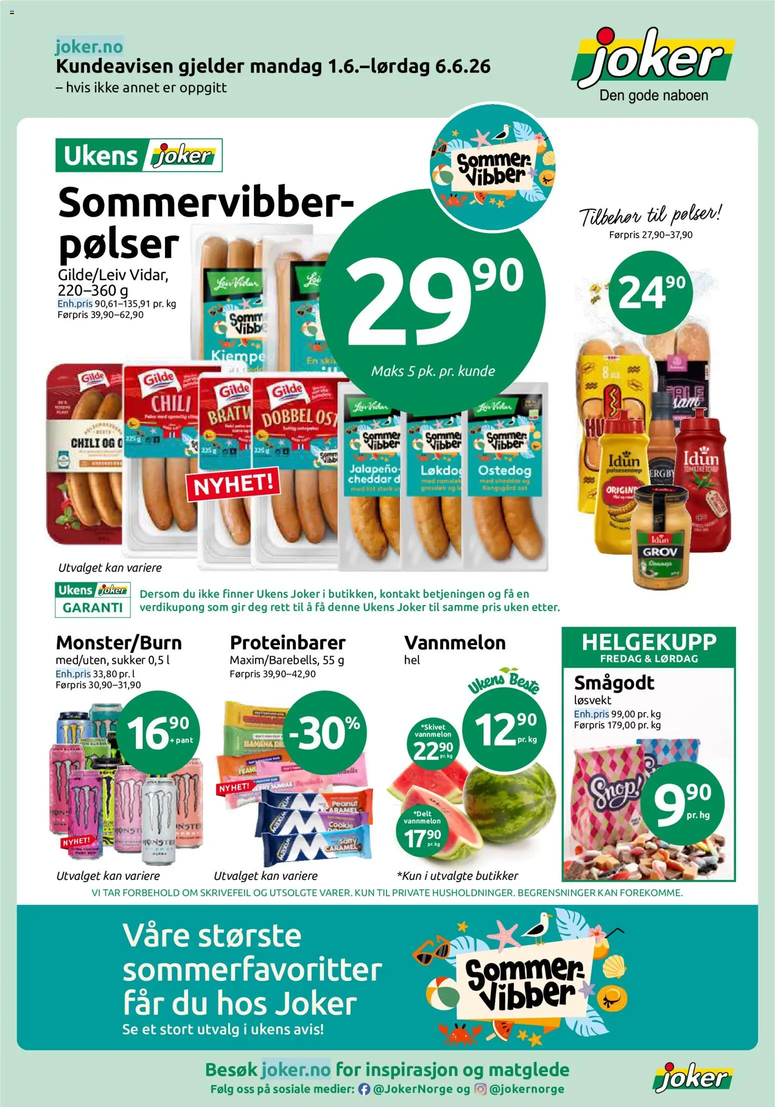 {H1} | Side: 1 | Produkter: Desk, Pølser, Sukker, Vannmelon