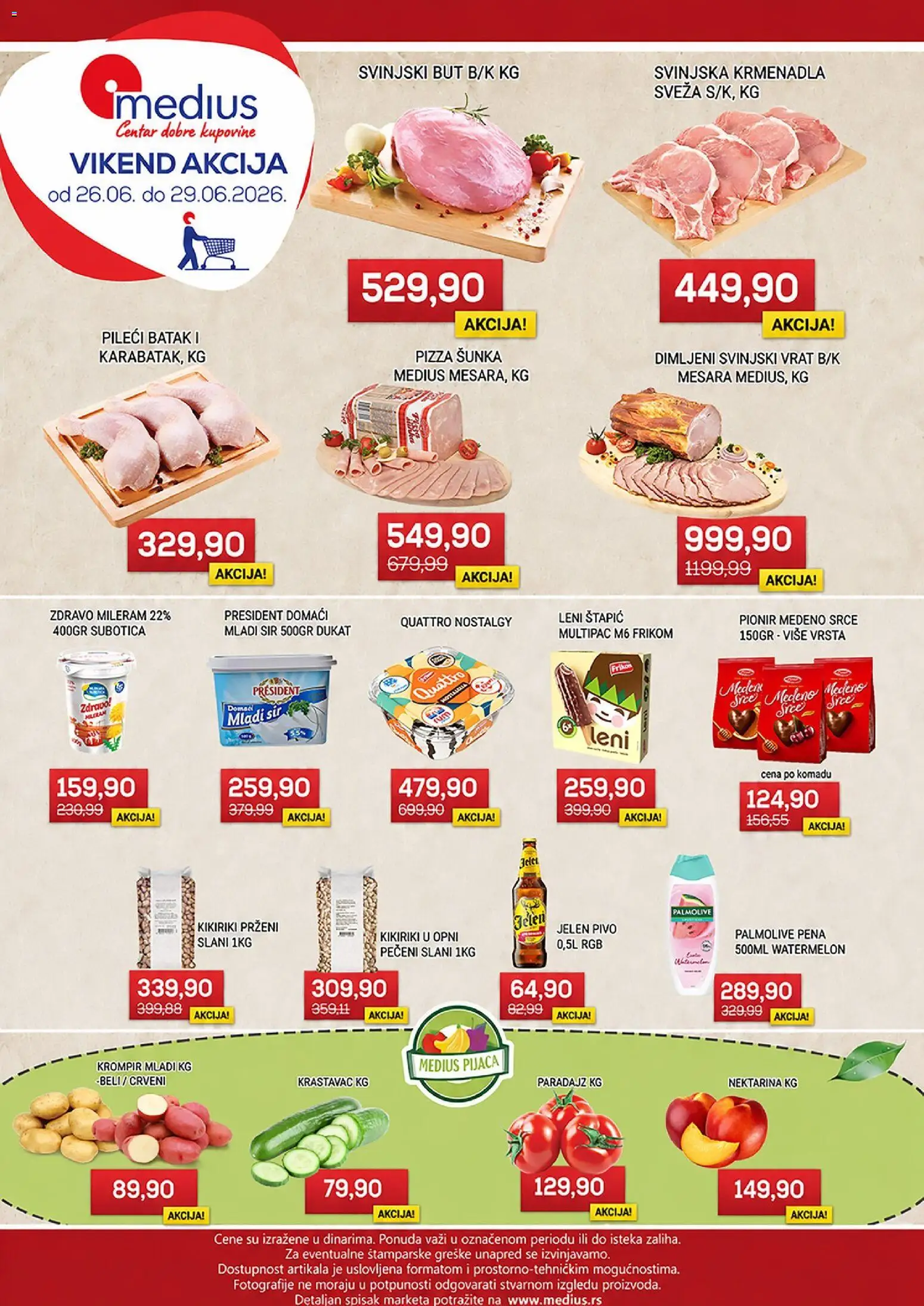 Medius katalog - važi od 26.06.2026 | Strana: 1 | Proizvode: Svinjski vrat, Šunka, Pizza šunka, Paradajz