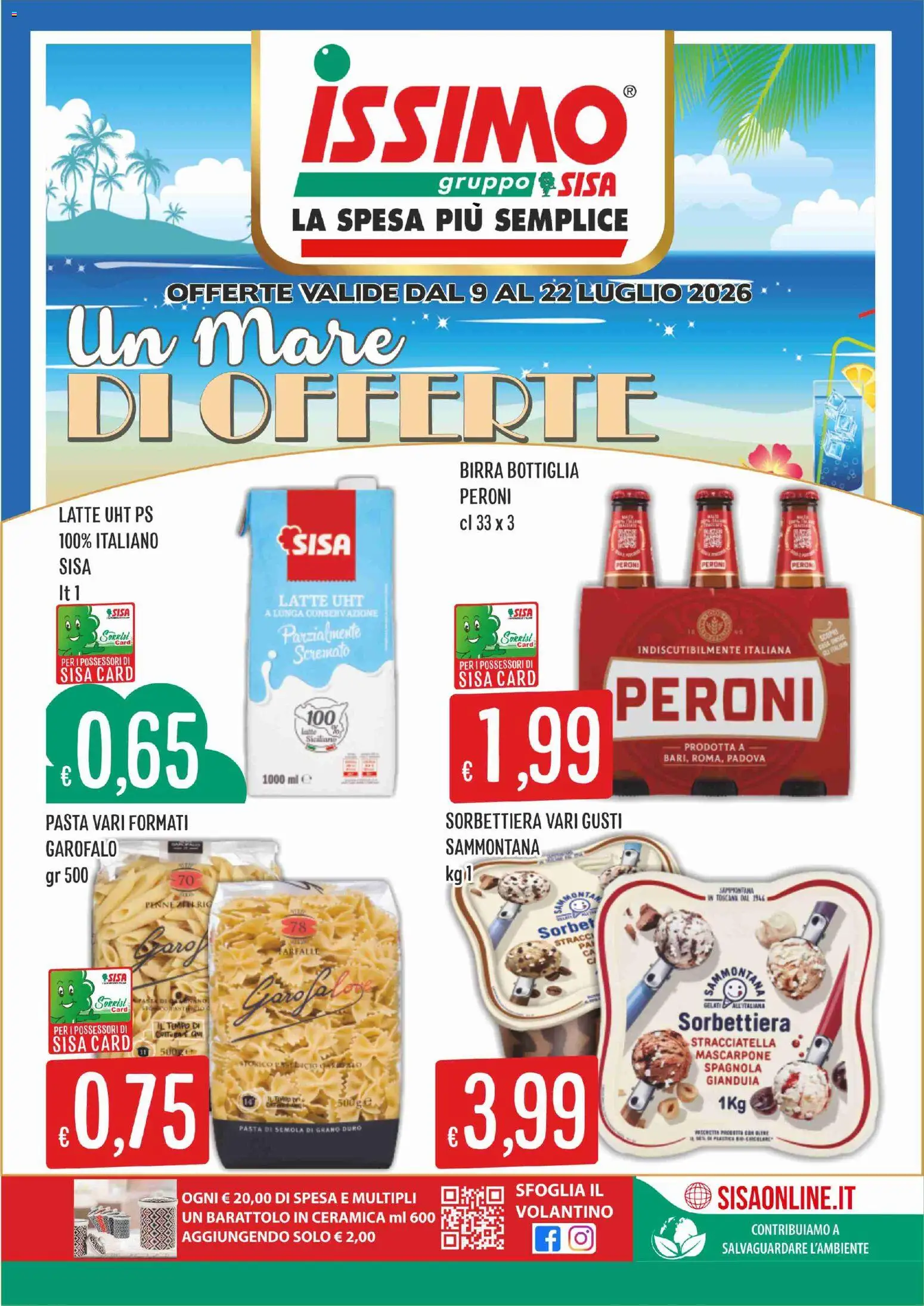 Volantino SISA del 09/07/2026 | Pagina: 1 | Prodotti: Latte, Pasta, Penne, Stracciatella