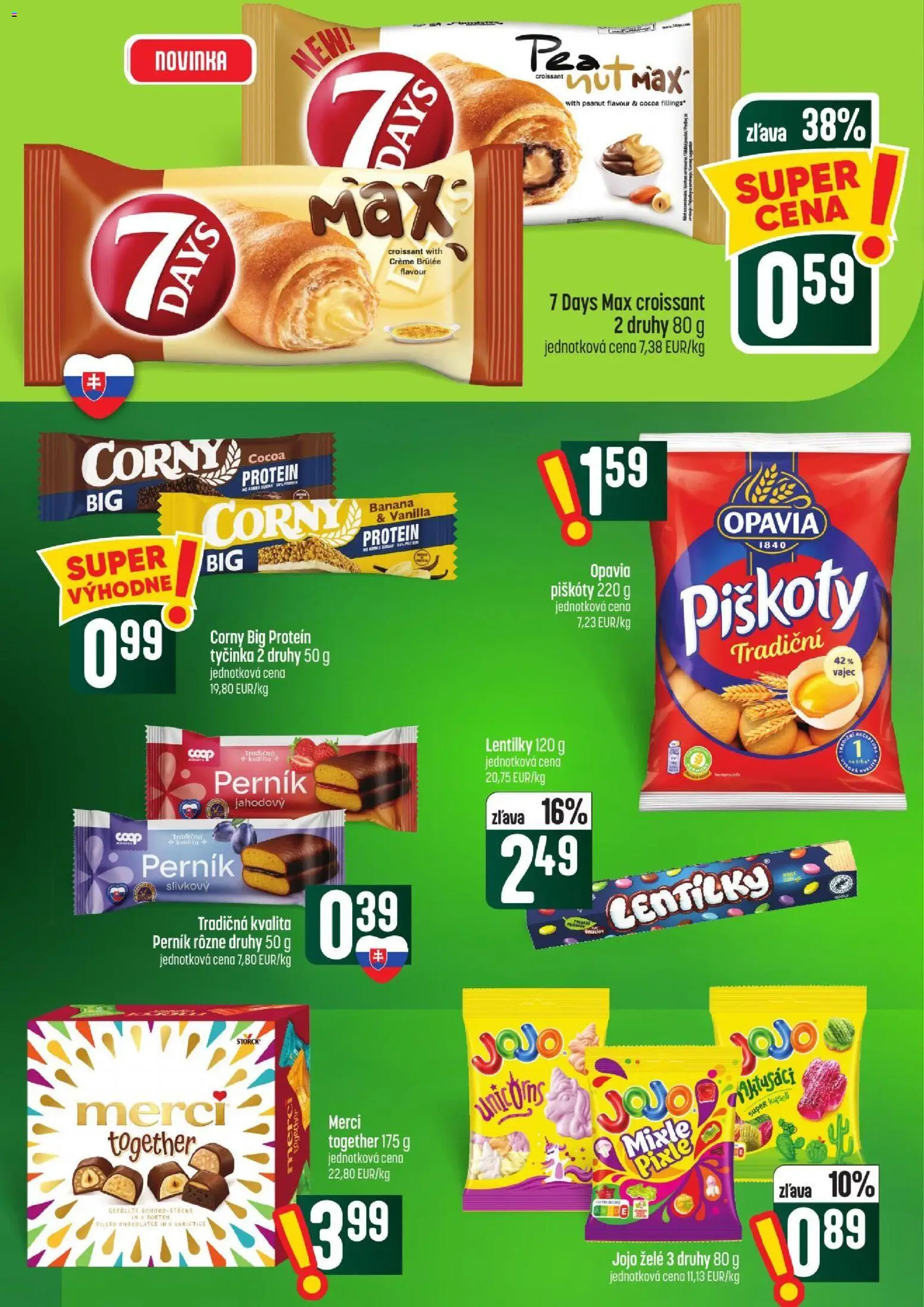 Nové COOP Jednota akcie – leták je platný od 15.10.2026 | Strana: 34 | Produkty: Piškóty, Croissant, Protein, Merci