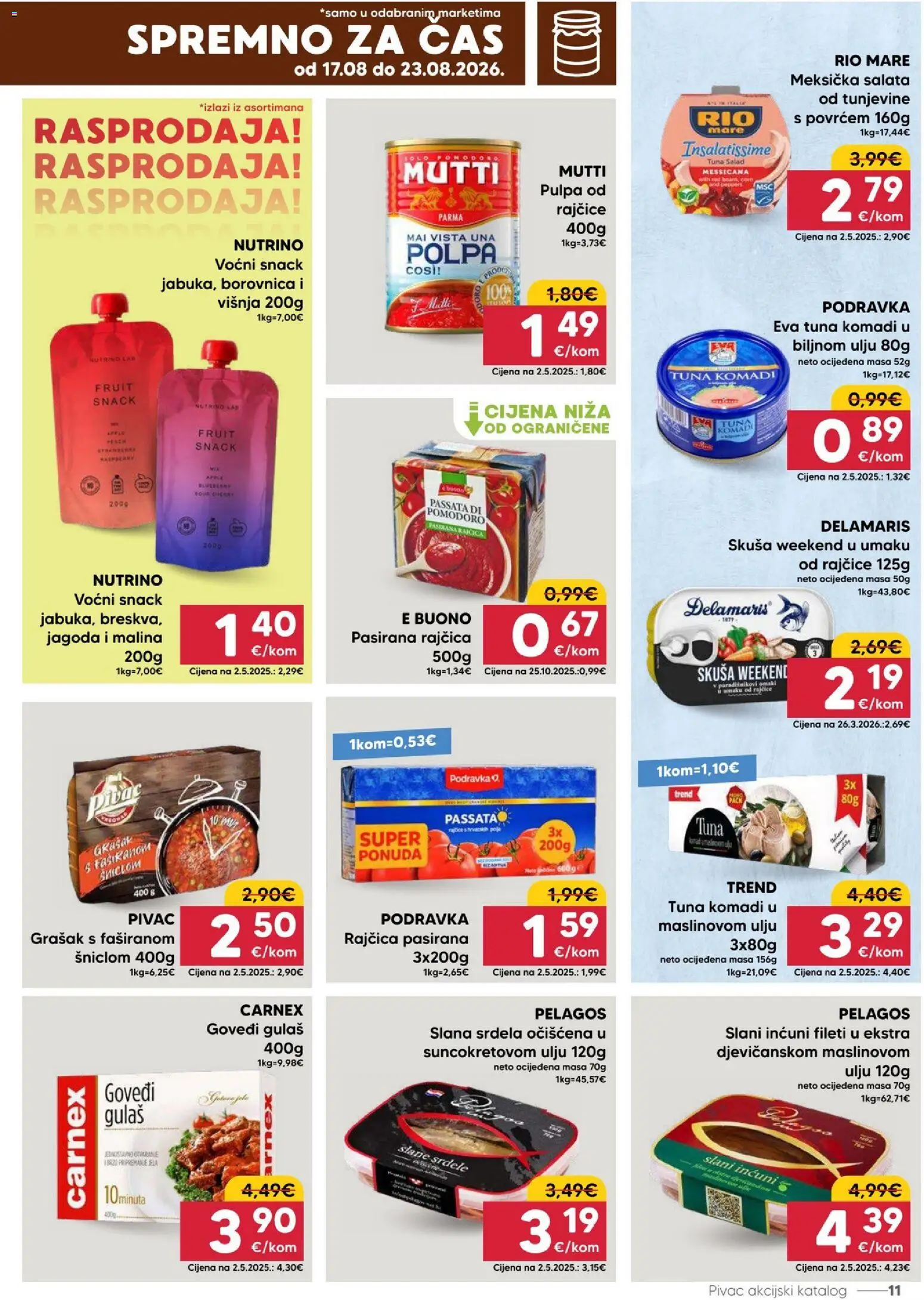 Pivac katalog | vrijedi od 17.08.2026 | Stranica: 11 | Proizvodi: Podravka, Salata, Skuša, Rajčica