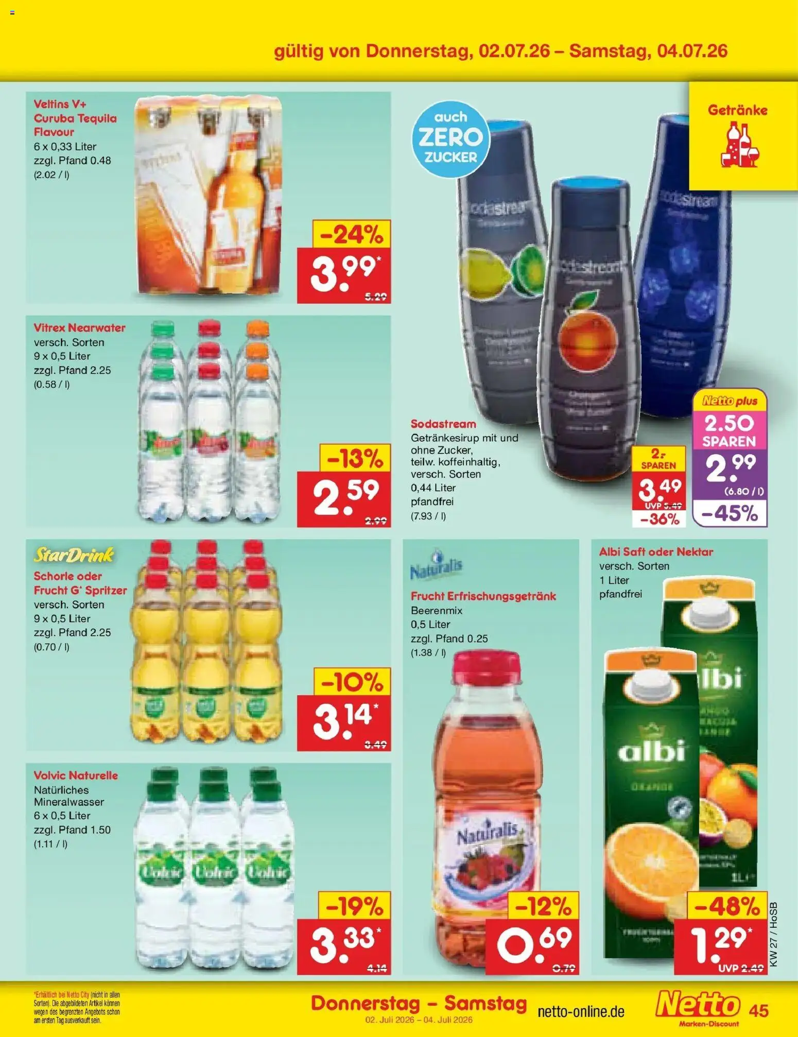 Netto Marken-Discount Prospekt Hannover – gültig ab 29.06.2026 | Seite: 65 | Produkte: Mineralwasser, Zucker, Saft, Volvic