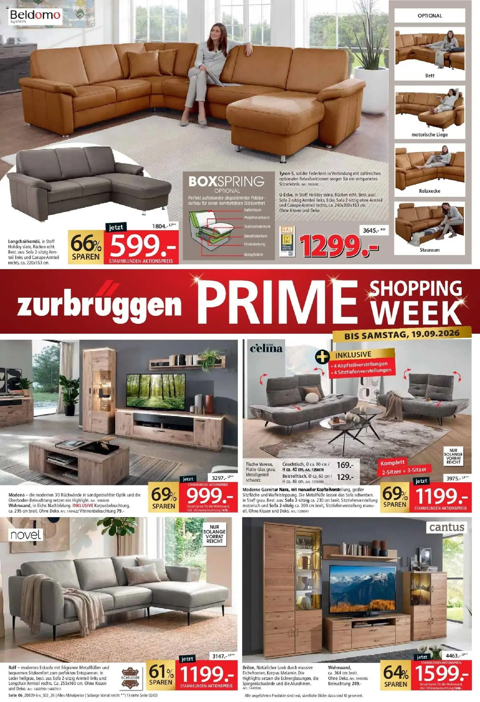Zurbrüggen Prime Shopping week (ab 05.09.2026) zum Blättern | Seite: 6 | Produkte: Ecksofa, Bett, Kissen, Sofa