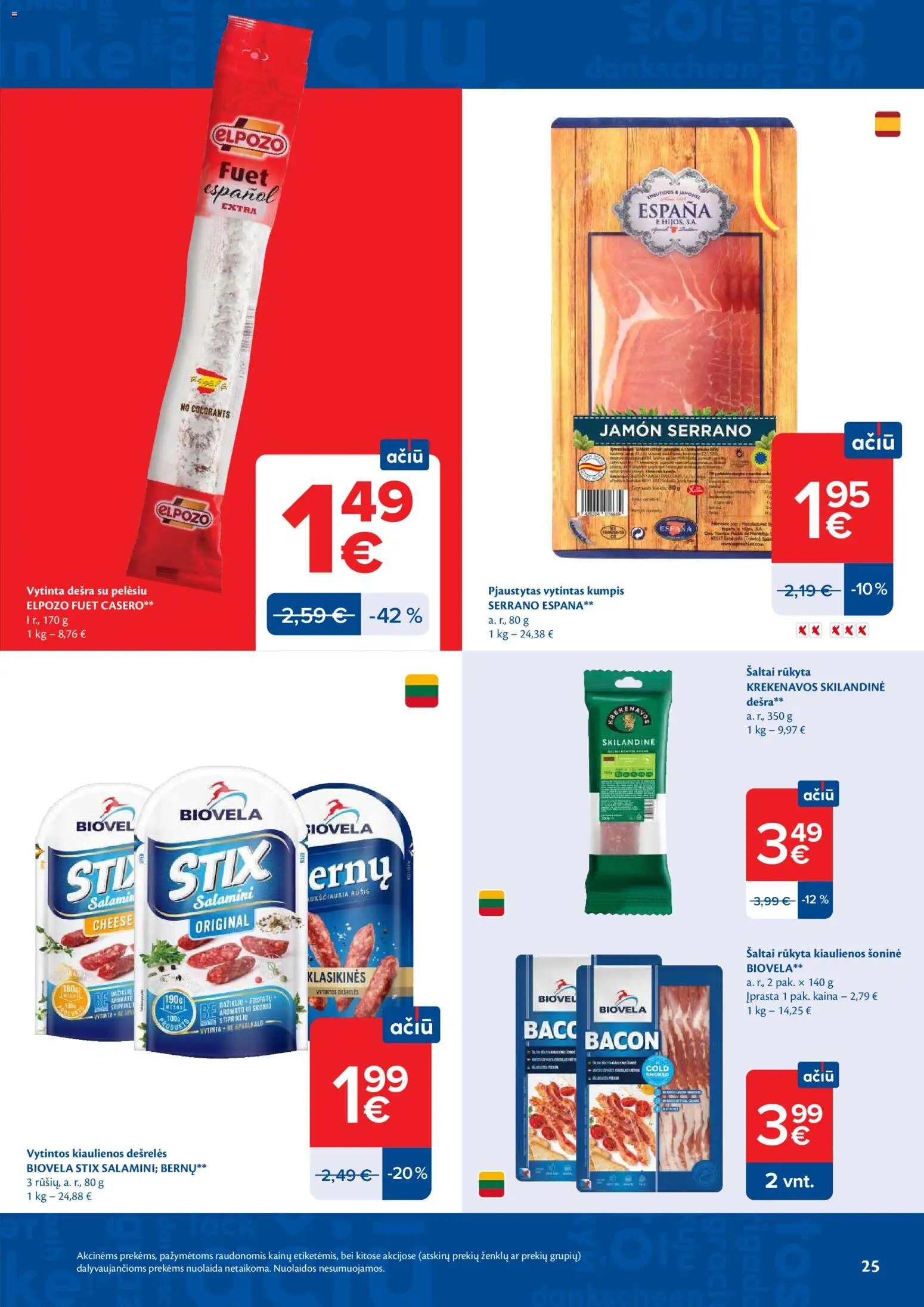 MAXIMA akcijos nuo 02.06.2026 | Puslapis: 25 | Prekių: Kiaulienos, Dešrelės, Kumpis, Vytintas kumpis