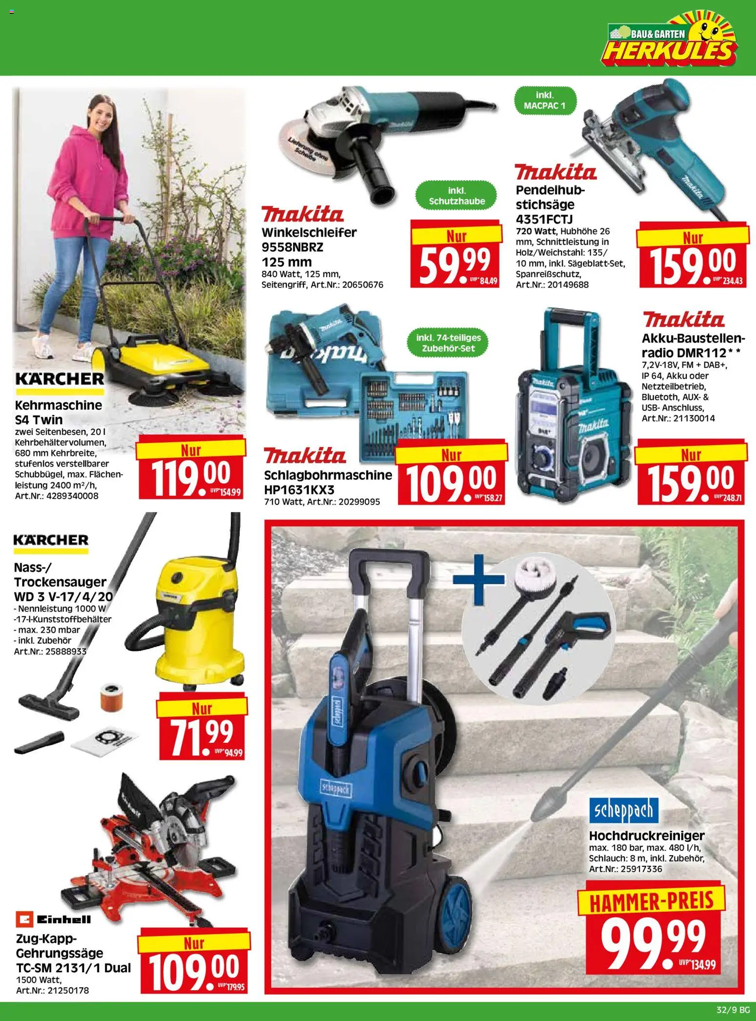HERKULES Bau & Garten – gültig ab 03.08.2026 | Seite: 9 | Produkte: USB, Hochdruckreiniger, Radio