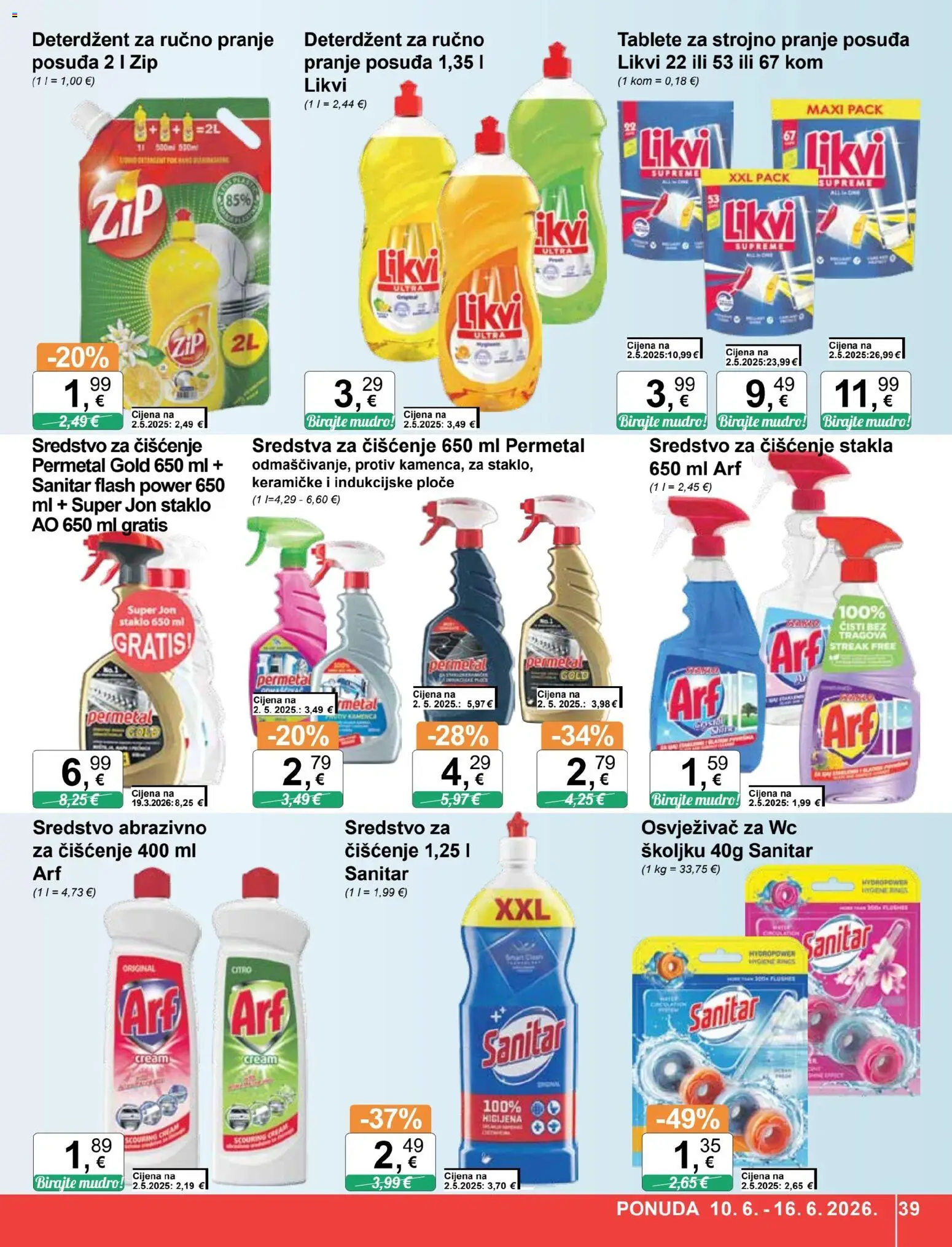 KTC katalog | vrijedi od 10.06.2026 | Stranica: 39 | Proizvodi: Sredstva za čiščenje, Deterdžent, Abrazivno sredstvo, Arf