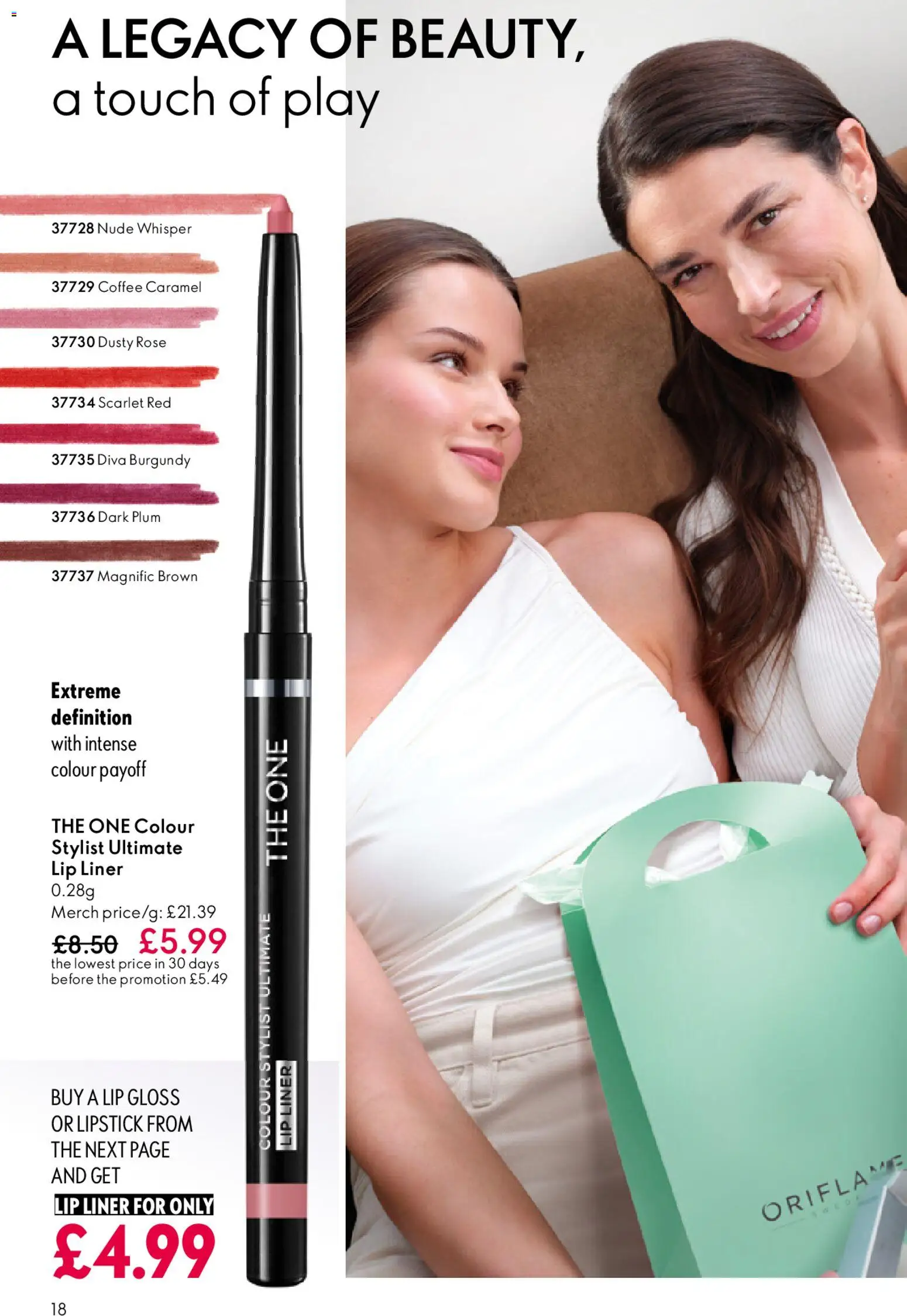 {H1} | Page: 18 | Products: Lipstick, Lip gloss, Coffee