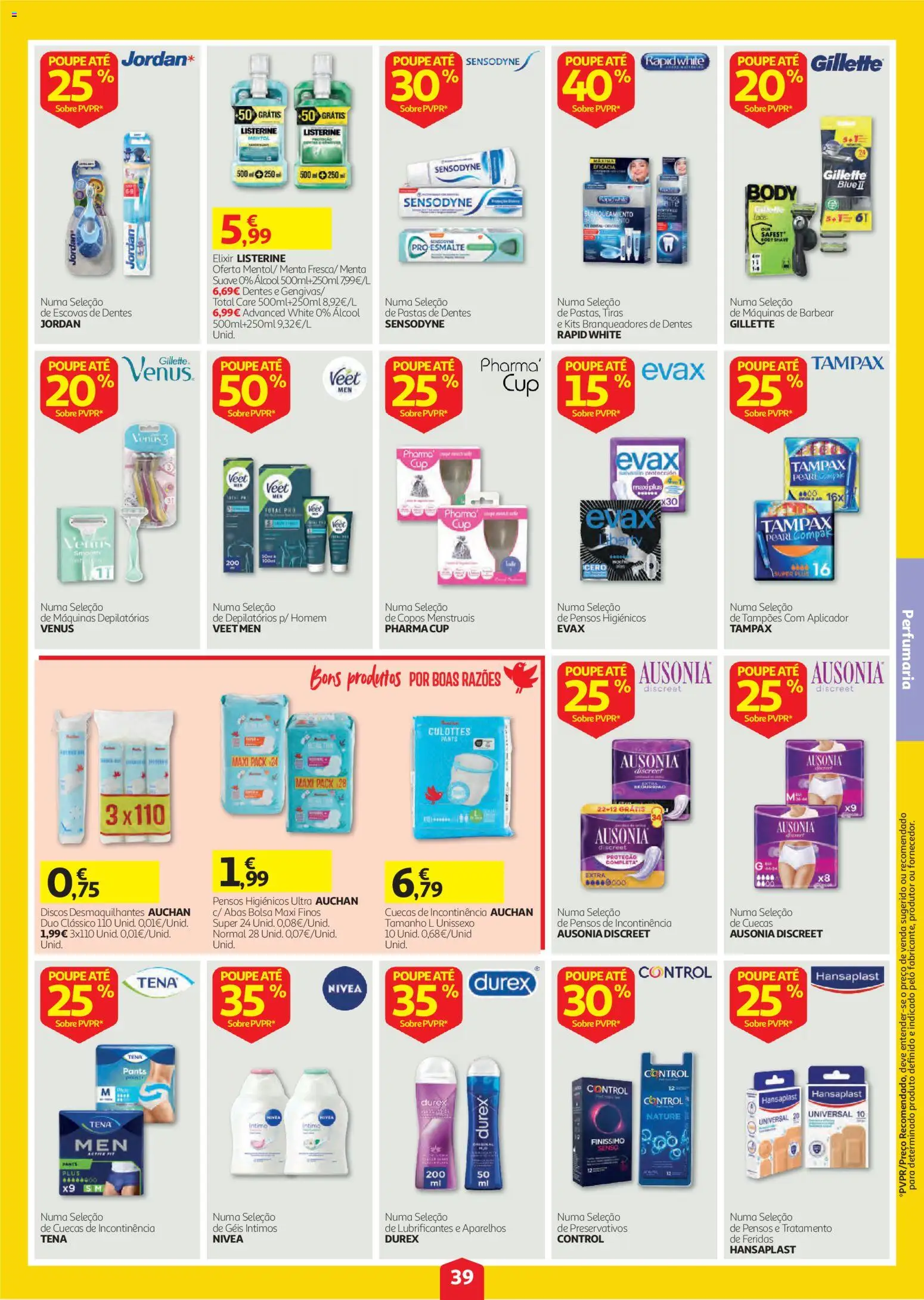 Auchan folheto │ válido de 08/10/2026 | Página: 39 | Produtos: Copos, Listerine, Bolsa, Álcool