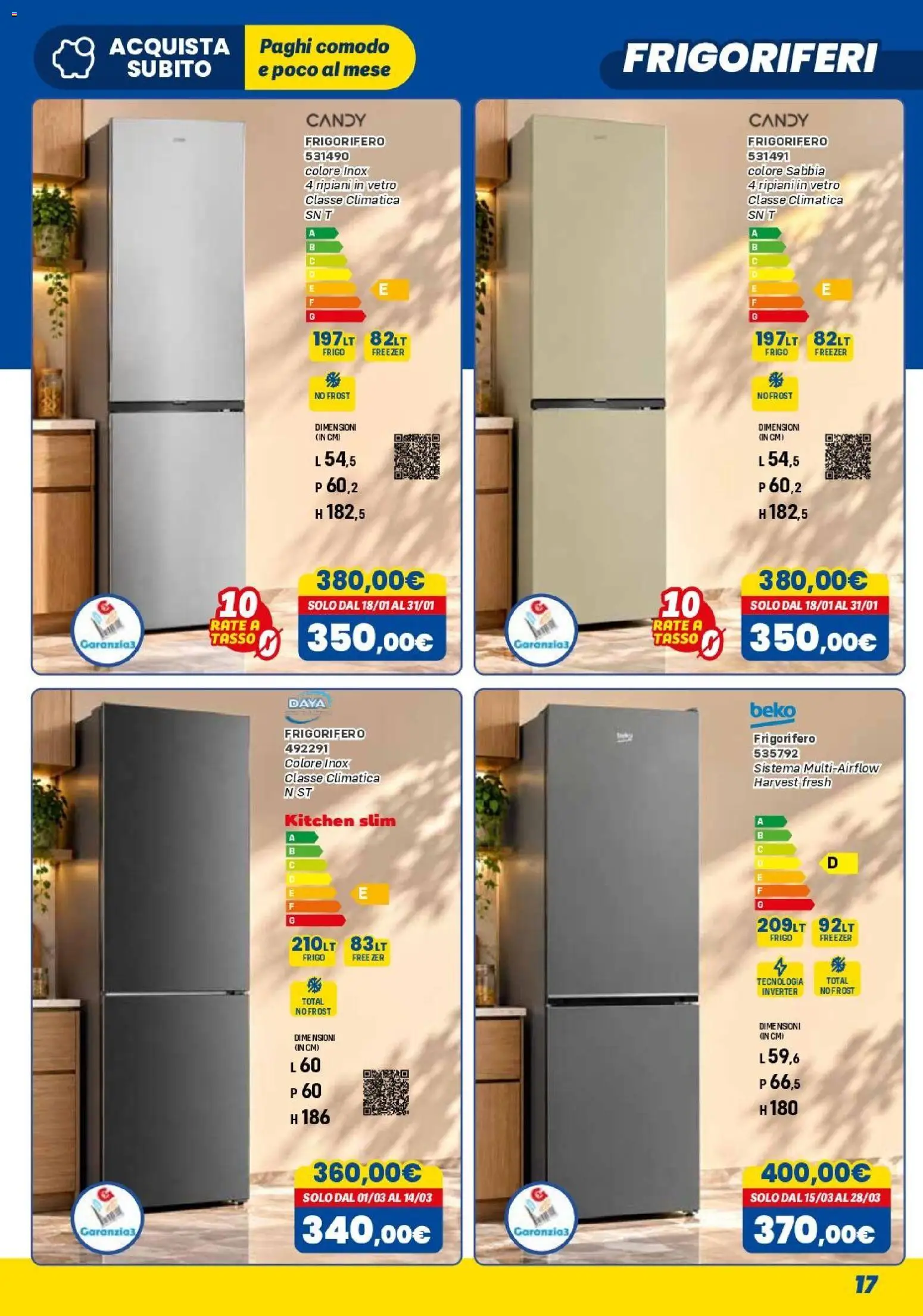 Volantino Orizzonte del 01/11/2026 | Pagina: 17 | Prodotti: Freezer, Frigorifero