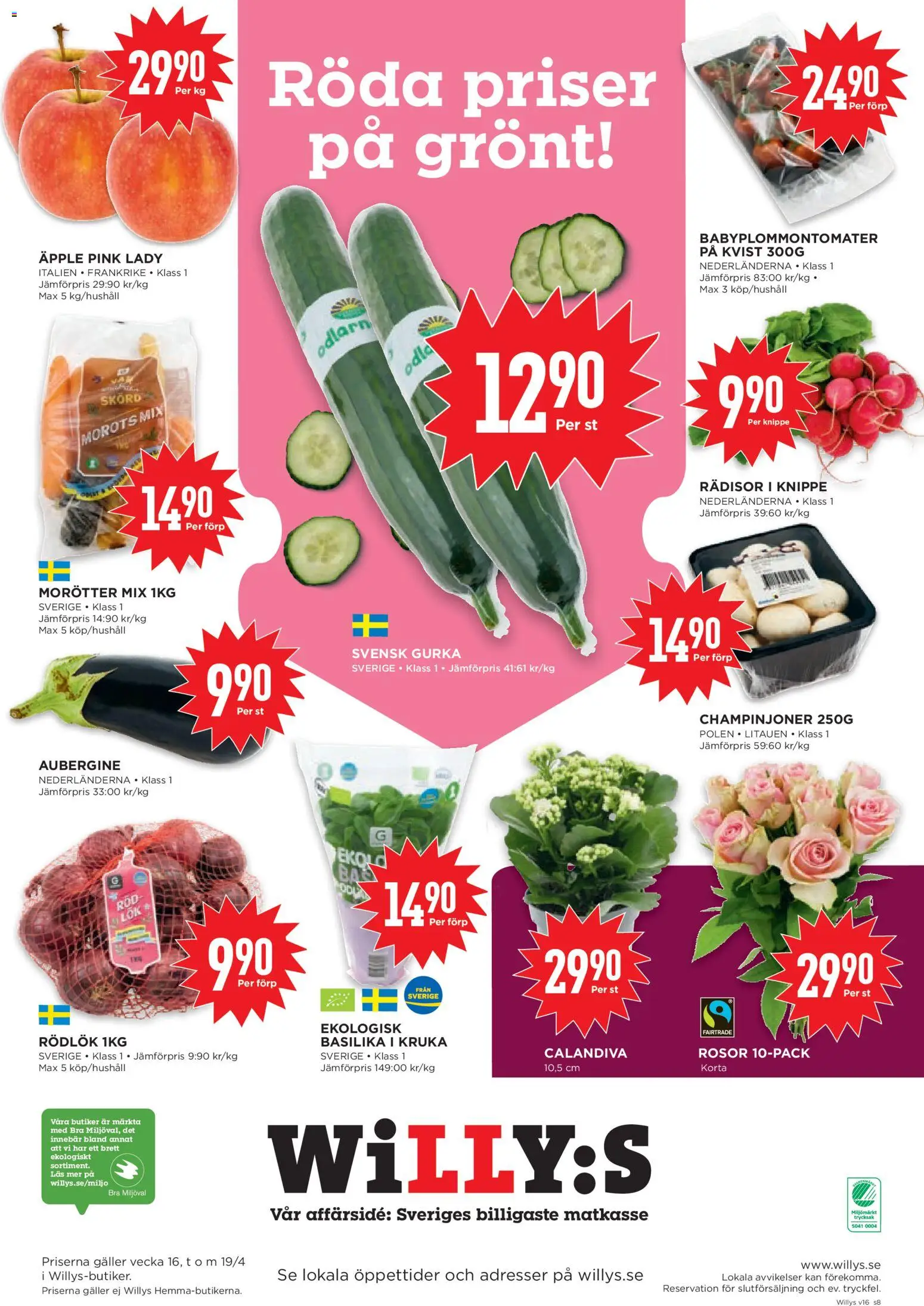 Willys reklamblad aktuell från 13.04.2026 | Sida: 8 | Produkter: Galler, Kruka, Äpple, Gurka