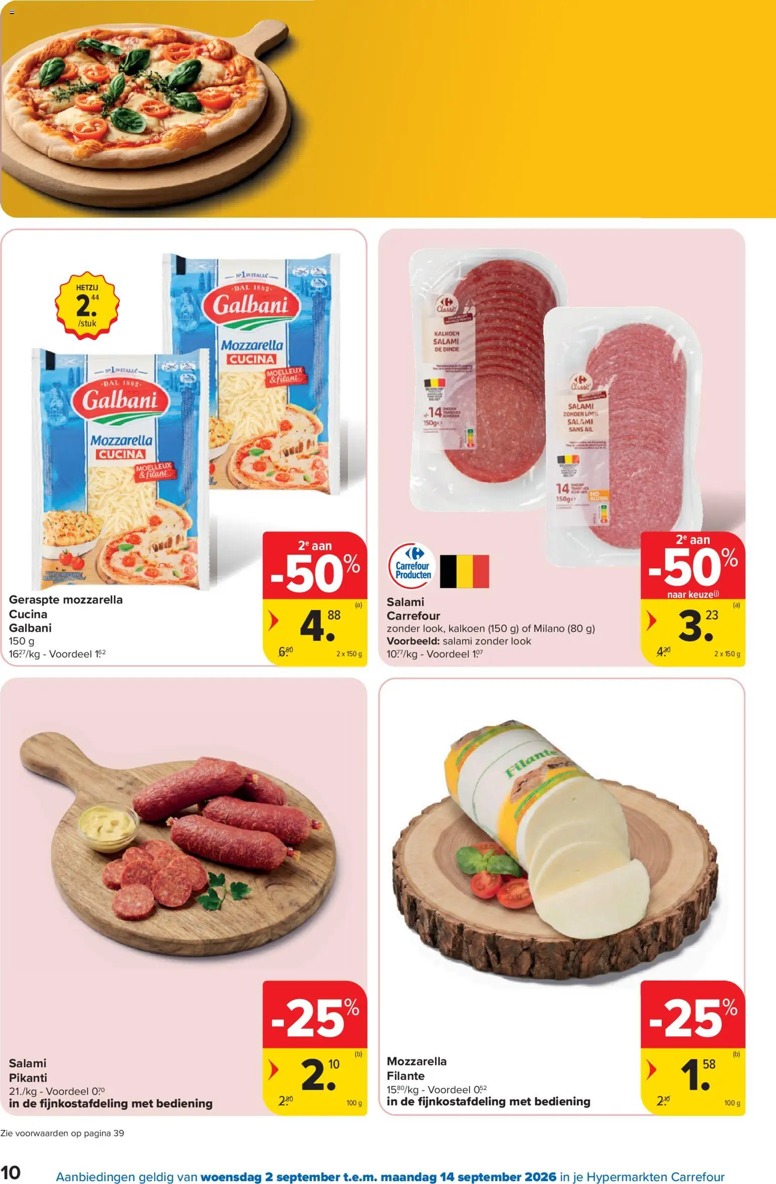 {H1} | Pagina: 10 | Producten: Kalkoen, Mozzarella, Salami
