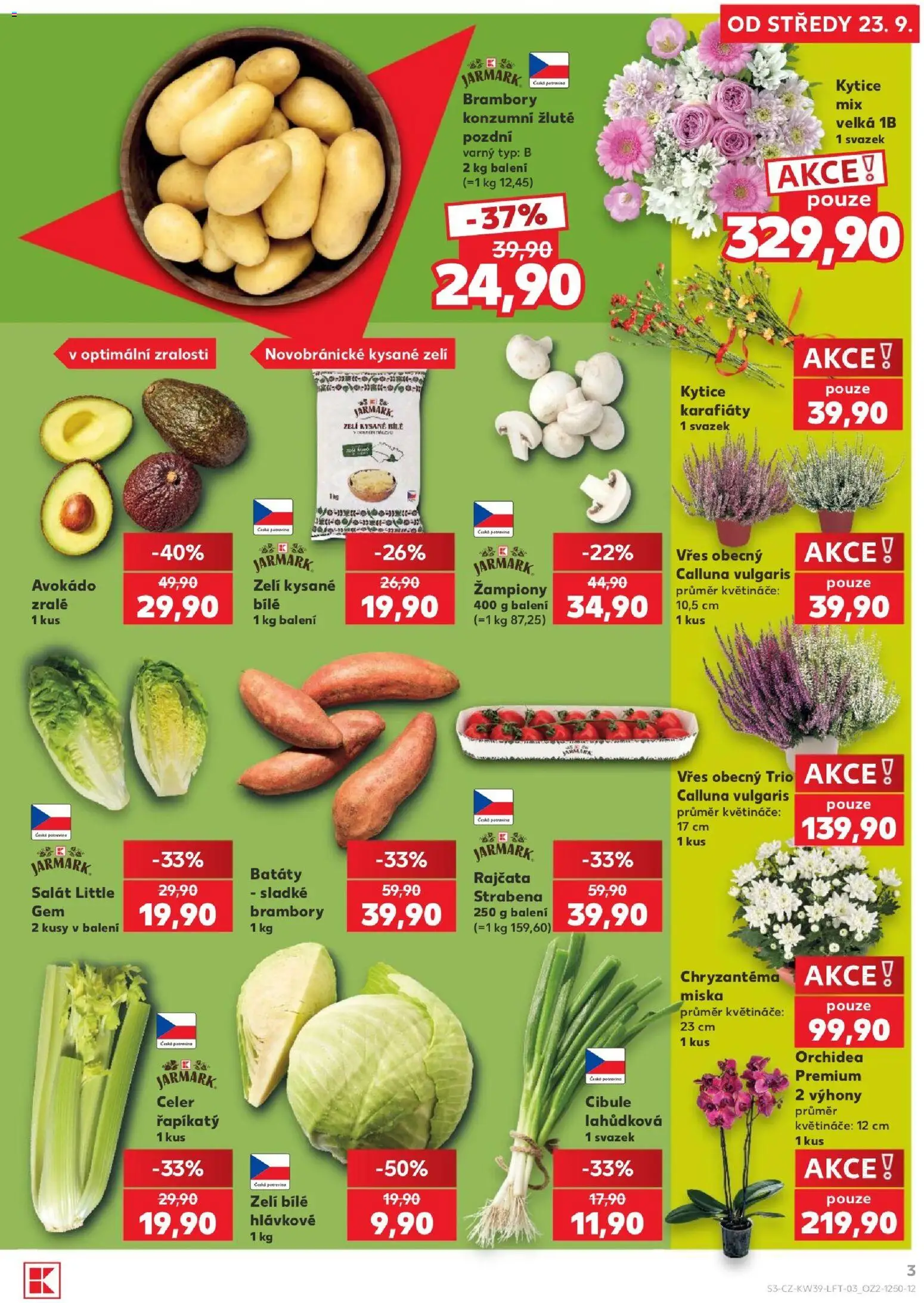 Kaufland leták - Chomutov od 23.09.2026 | Strana: 3 | Produkty: Salát, Brambory, Avokádo, Cibule