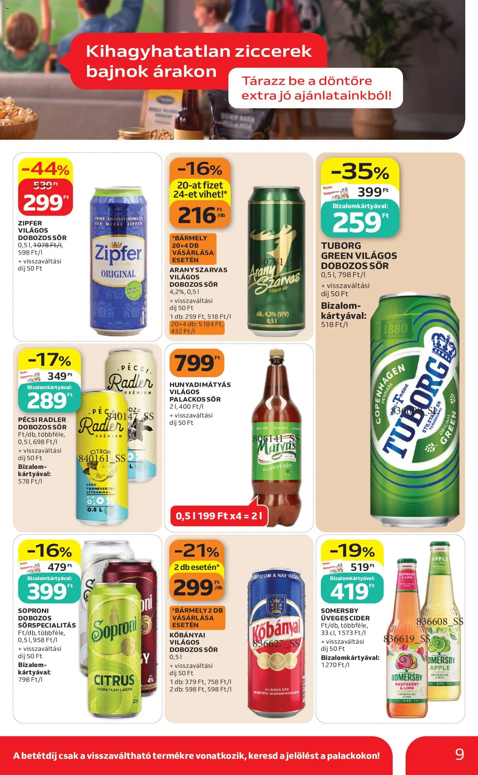 Auchan akciós ujság - amely érvényes a következő dátumtól: 2026.07.09. | Oldal: 9 | Termékek: Lime, Cider, Dobozos sör, Citrom