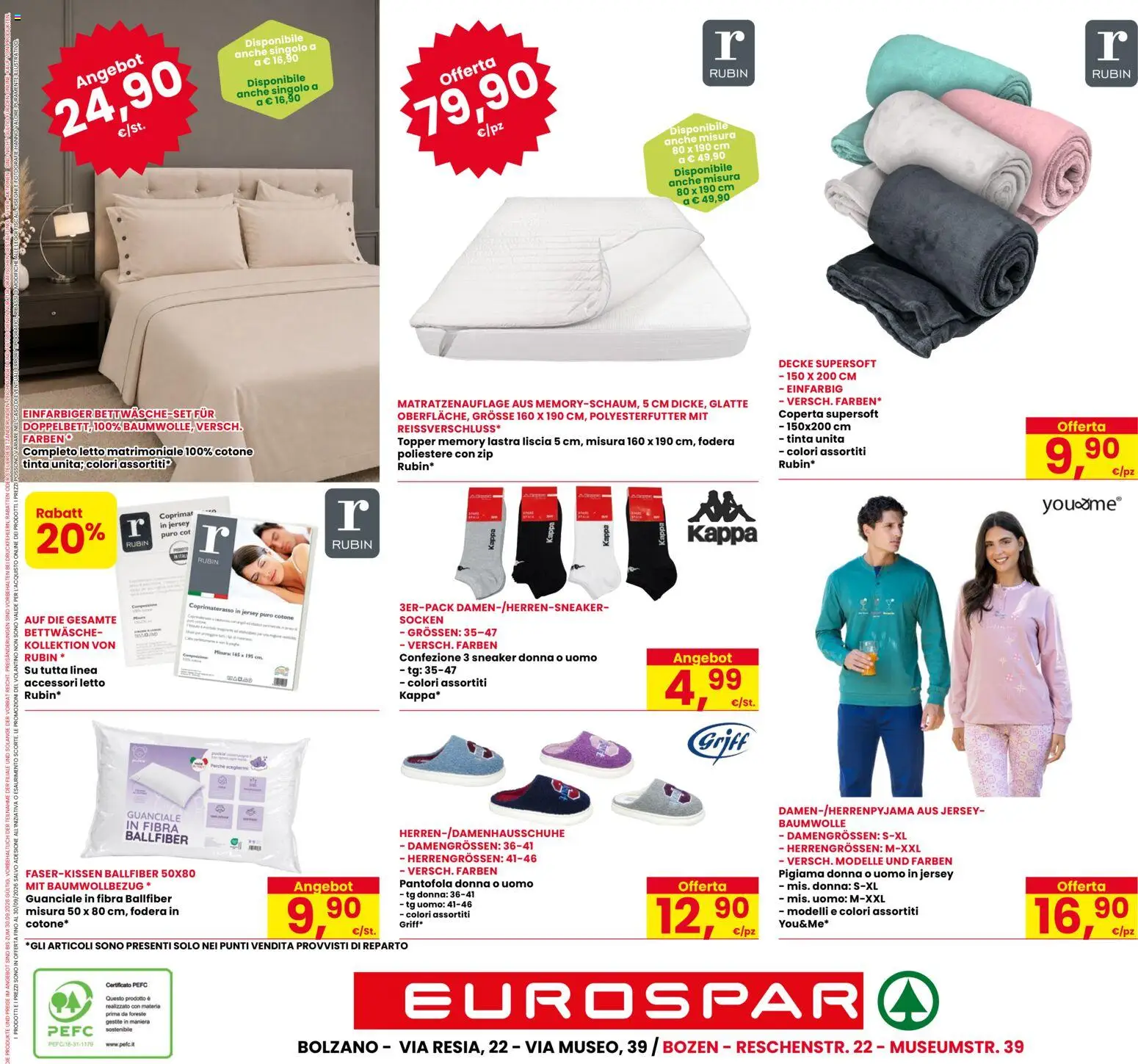 Volantino Eurospar del 17/09/2026 | Pagina: 24 | Prodotti: Pigiama, Letto matrimoniale, Coperta, Coprimaterasso