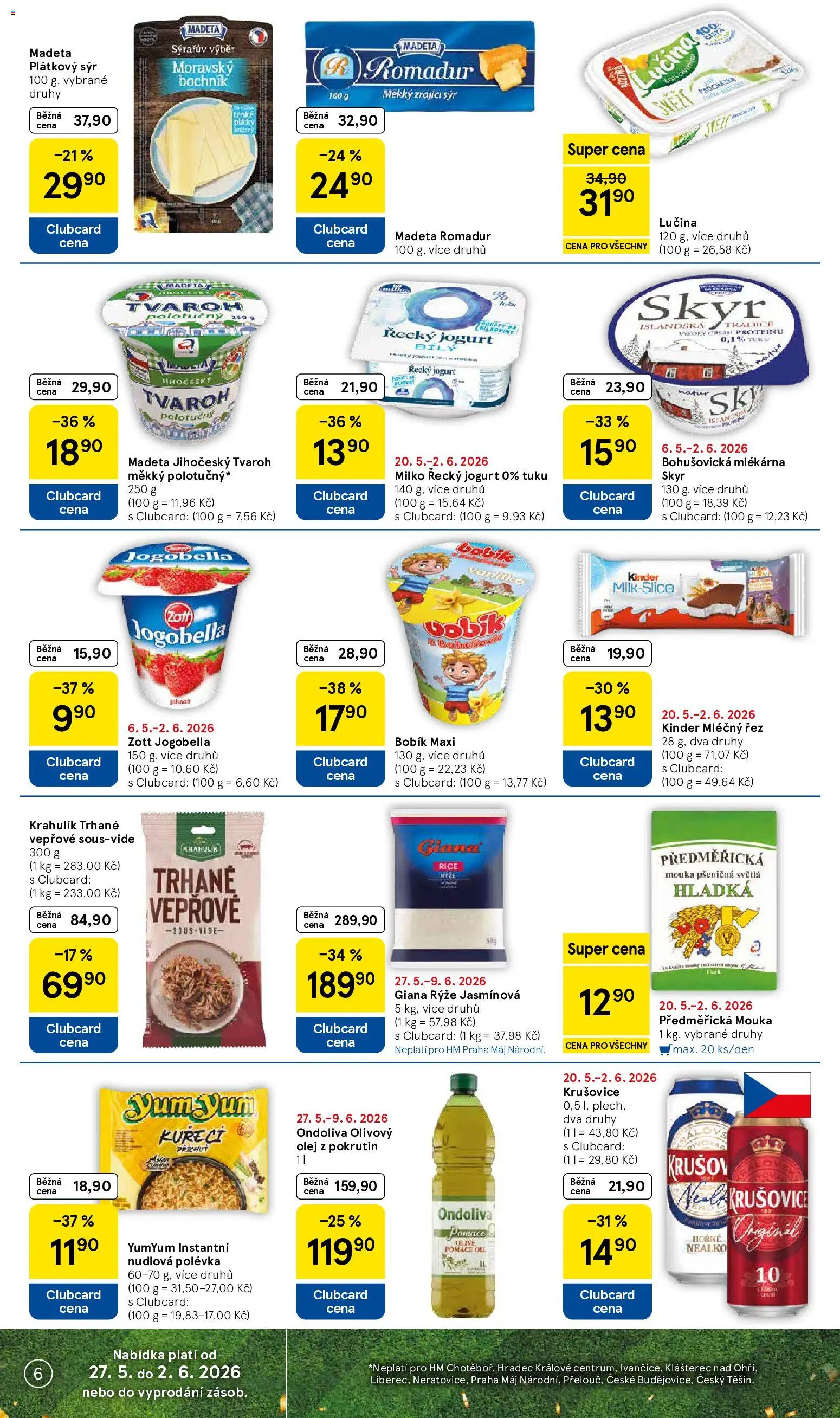 Tesco leták - Hypermarket od 27.05.2026 | Strana: 6 | Produkty: Sýr, Skyr, Mouka, Romadur