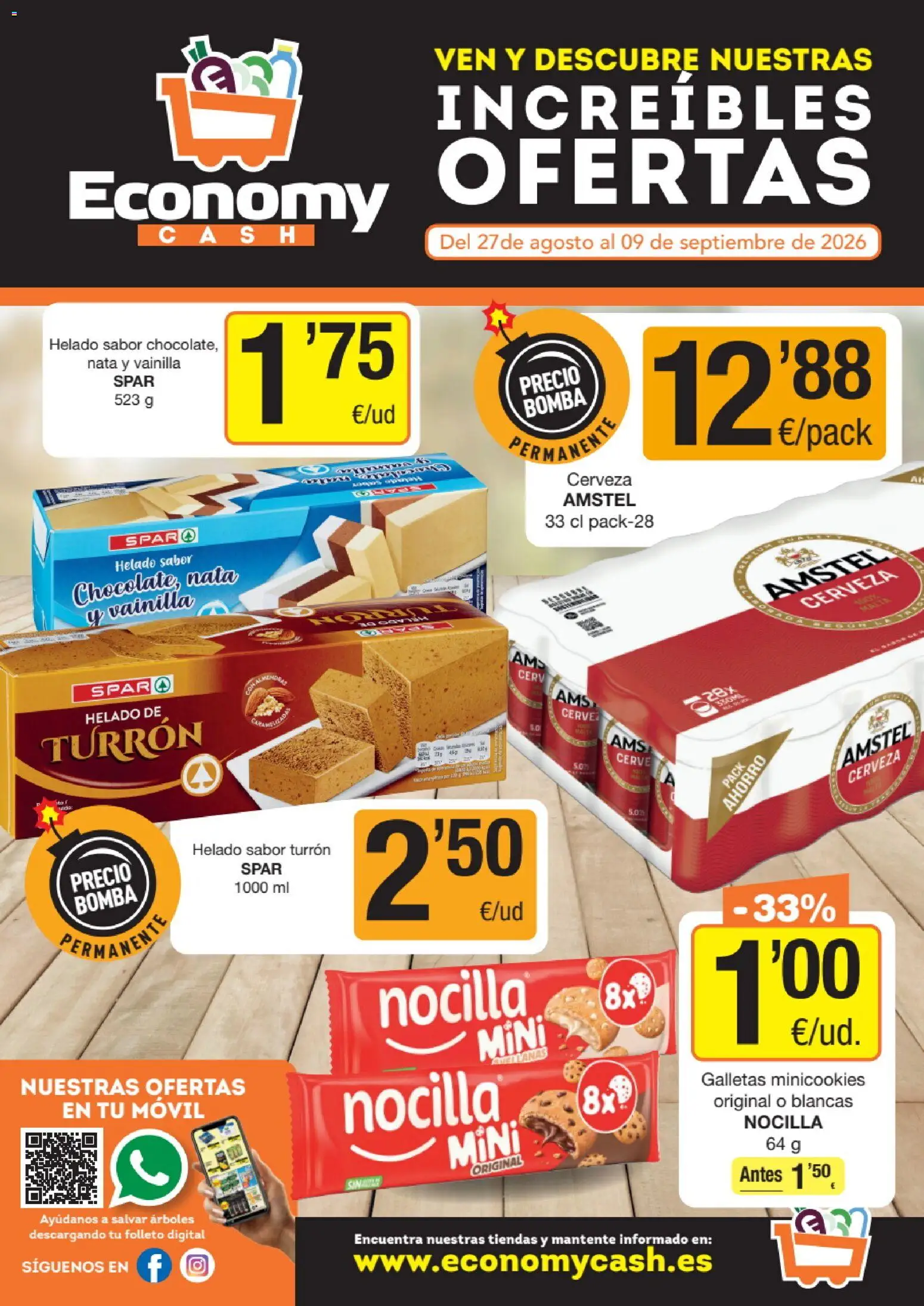 Economy Cash folleto │ válido desde el 27/08/2026 | Página: 1 | Productos: Nata, Cerveza, Galletas, Helado