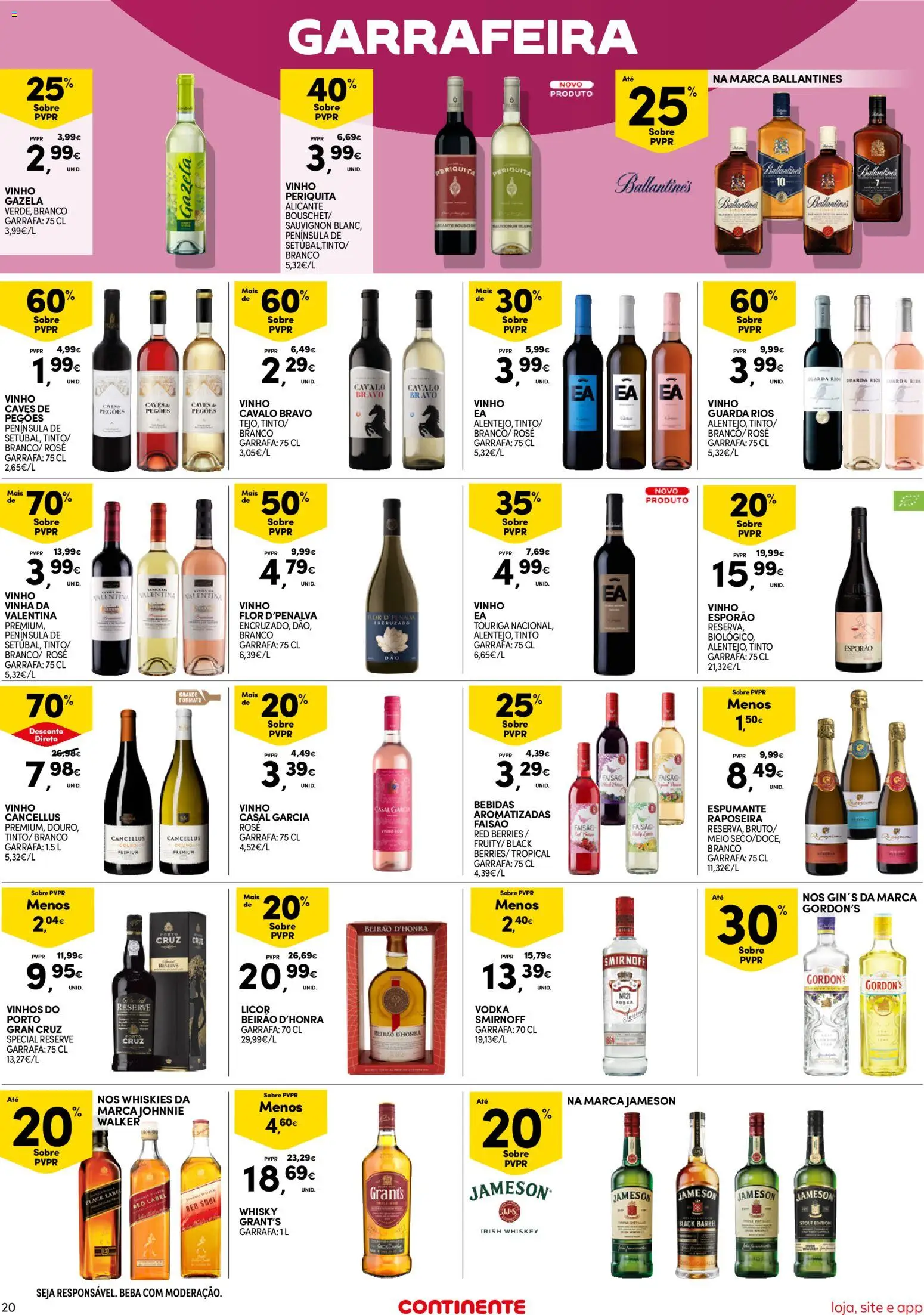 Continente folheto Bom Dia │ válido de 20/10/2026 | Página: 20 | Produtos: Whisky, Bebidas, Licor, Vodka