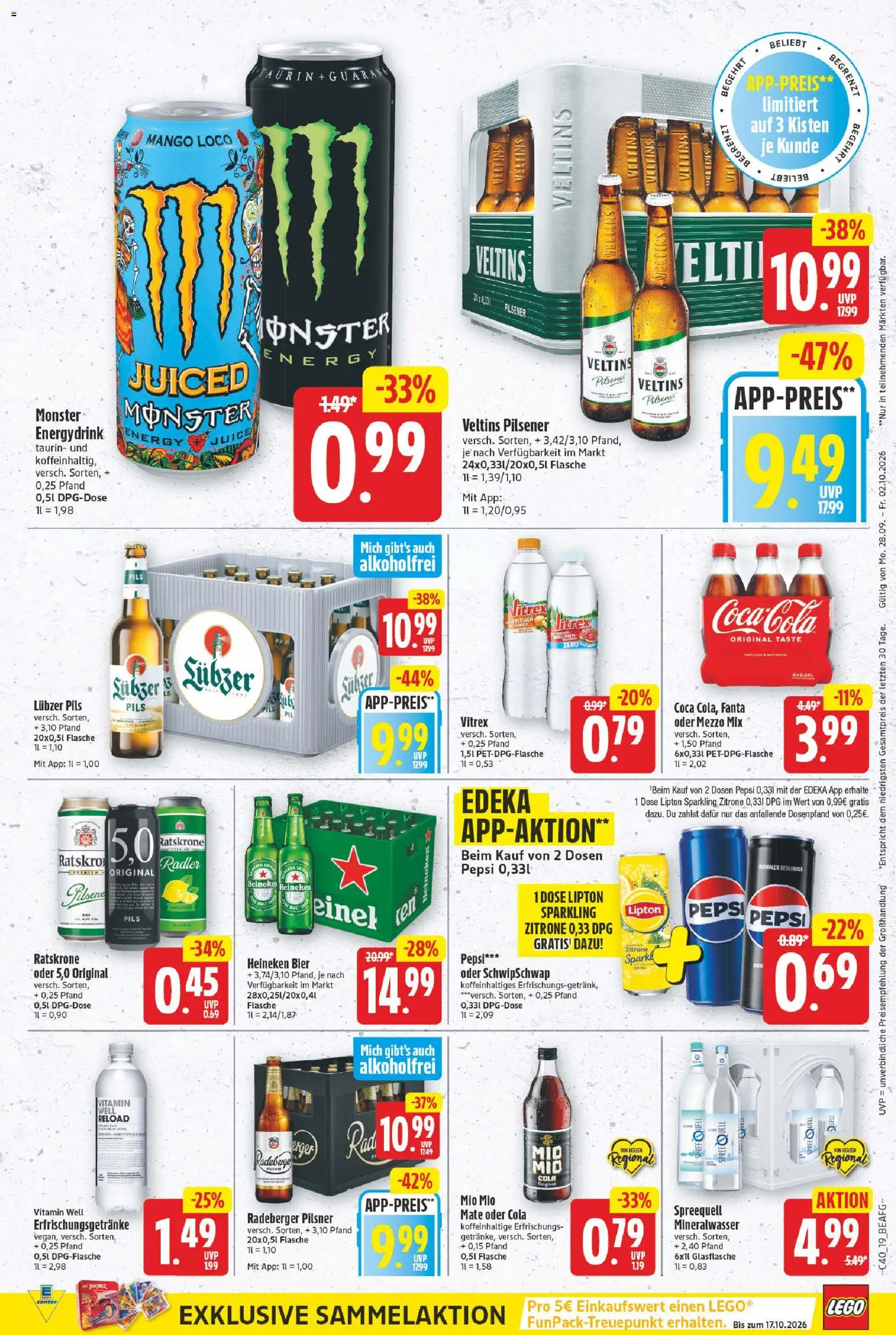 E center Prospekt – gültig ab 28.09.2026 | Seite: 19 | Produkte: Bier, Heineken, Zitrone, Radeberger pilsner