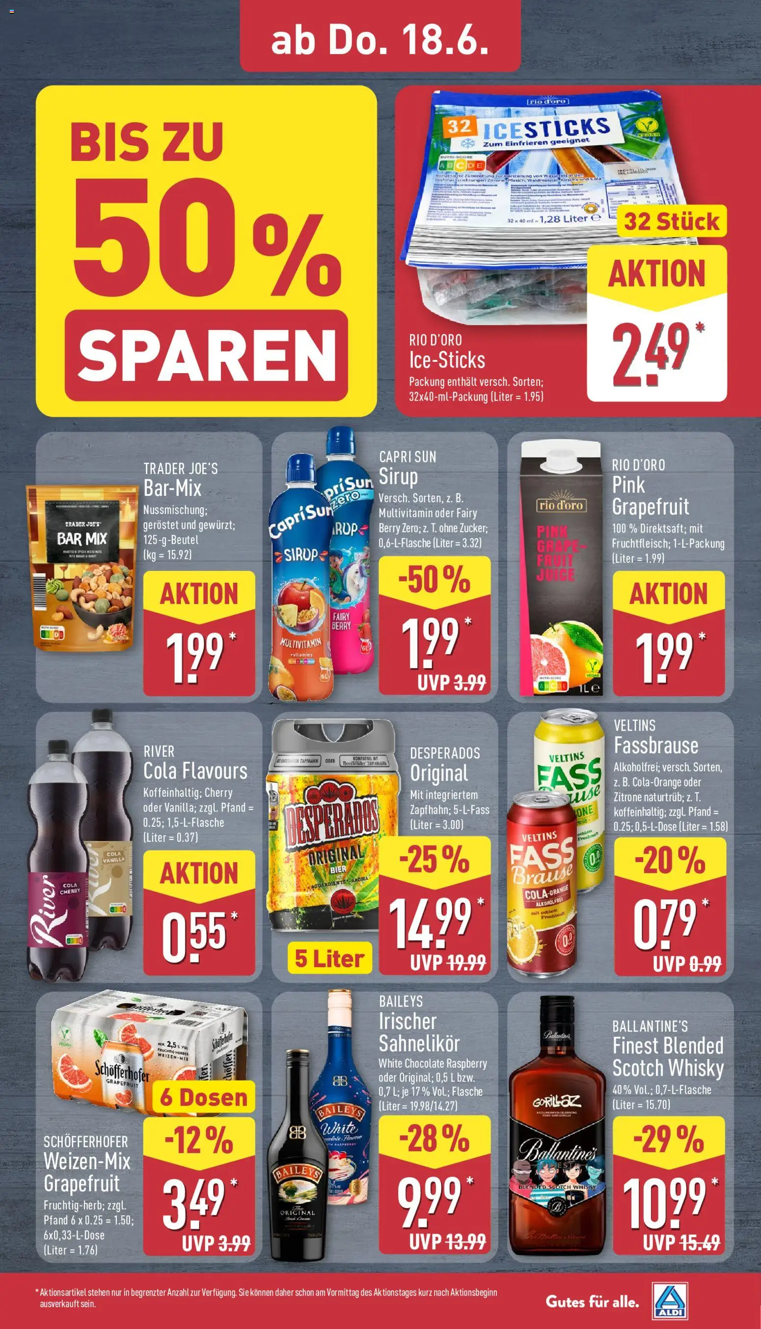 Aldi Prospekt – gültig ab 15.06.2026 | Seite: 35 | Produkte: Grapefruit, Zitrone, Baileys, Veltins