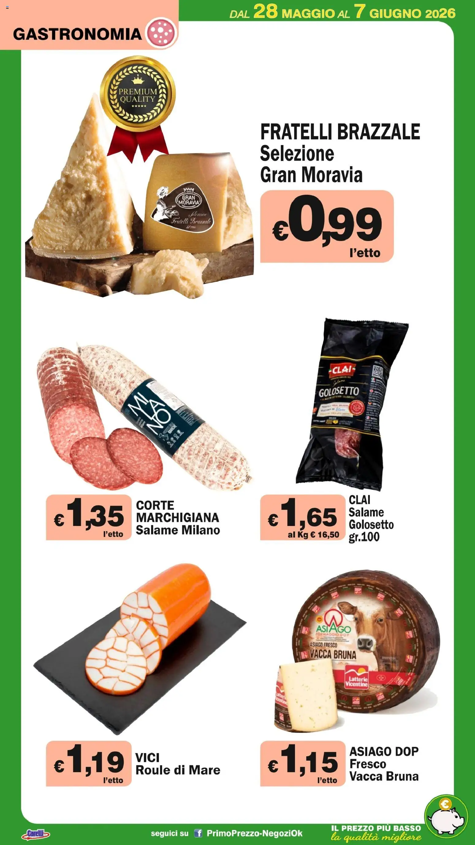 Volantino Primo Prezzo del 28.05.2026 | Pagina: 39 | Prodotti: Salame, Formaggio