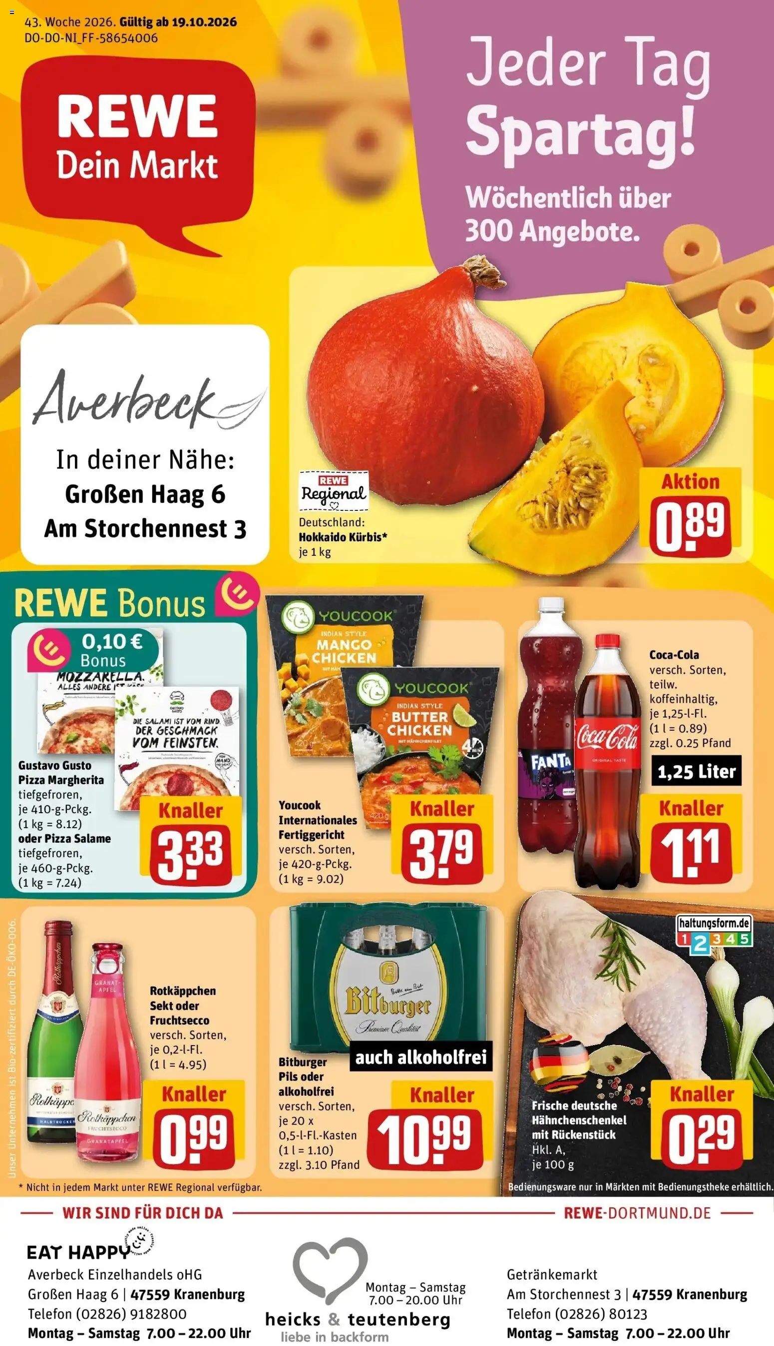 REWE Prospekt ab 19.10.2026 zum Blättern » Angebote | Seite: 1 | Produkte: Youcook, Granatapfel, Äpfel, Rotkäppchen