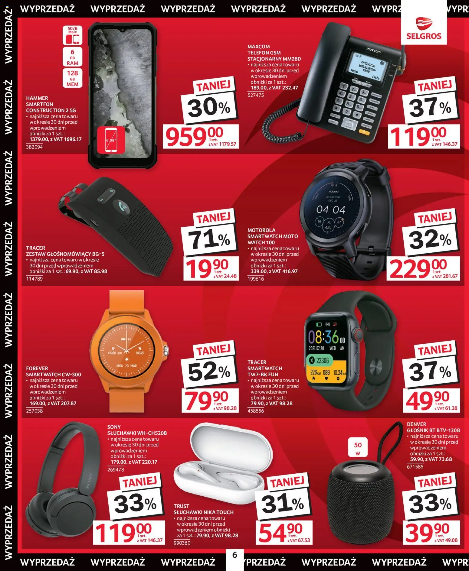 Selgros cash&carry gazetka - Wielka Wyprzedaż od 21.05.2026 | Strona: 6 | Produkty: Telefon, Słuchawki, Głośnik, Smartwatch