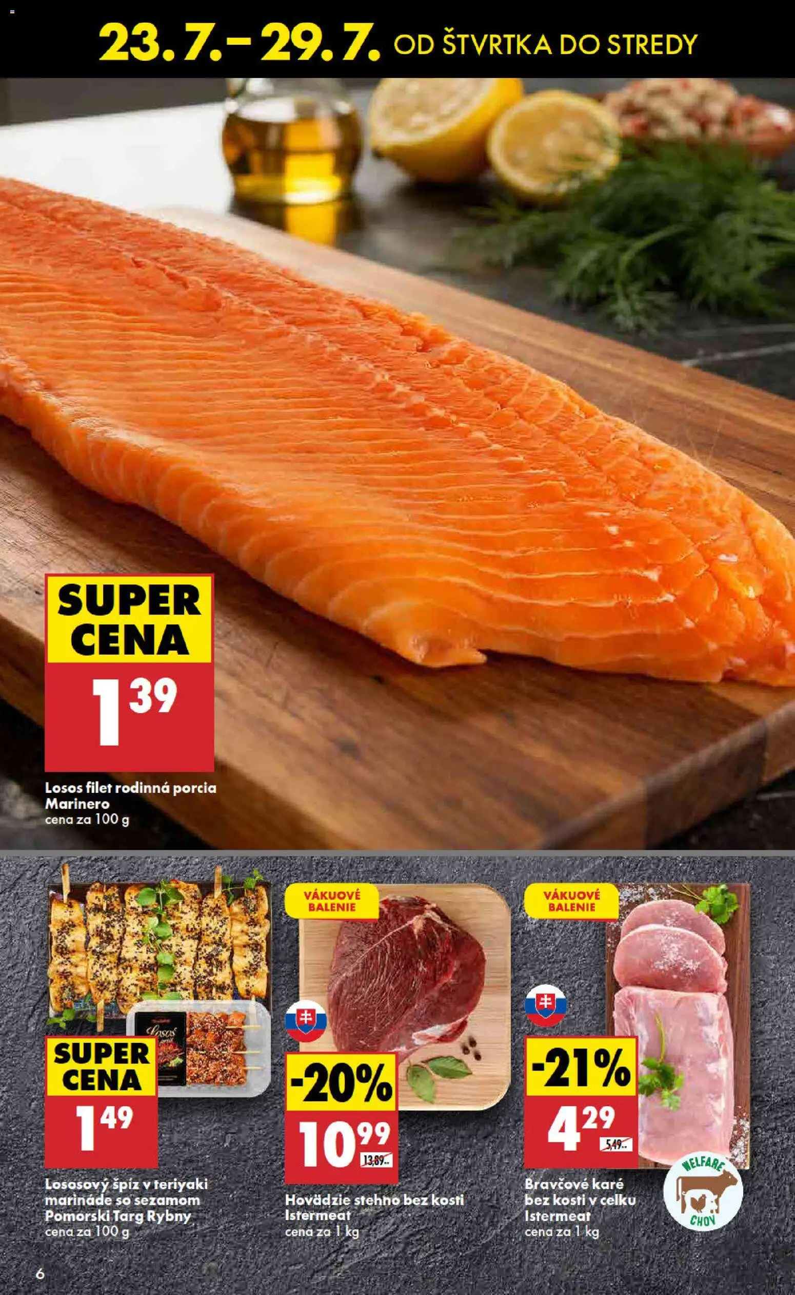 Nové Biedronka akcie – leták je platný od 23.07.2026 | Strana: 6 | Produkty: Ryby, Losos, Bravčové karé