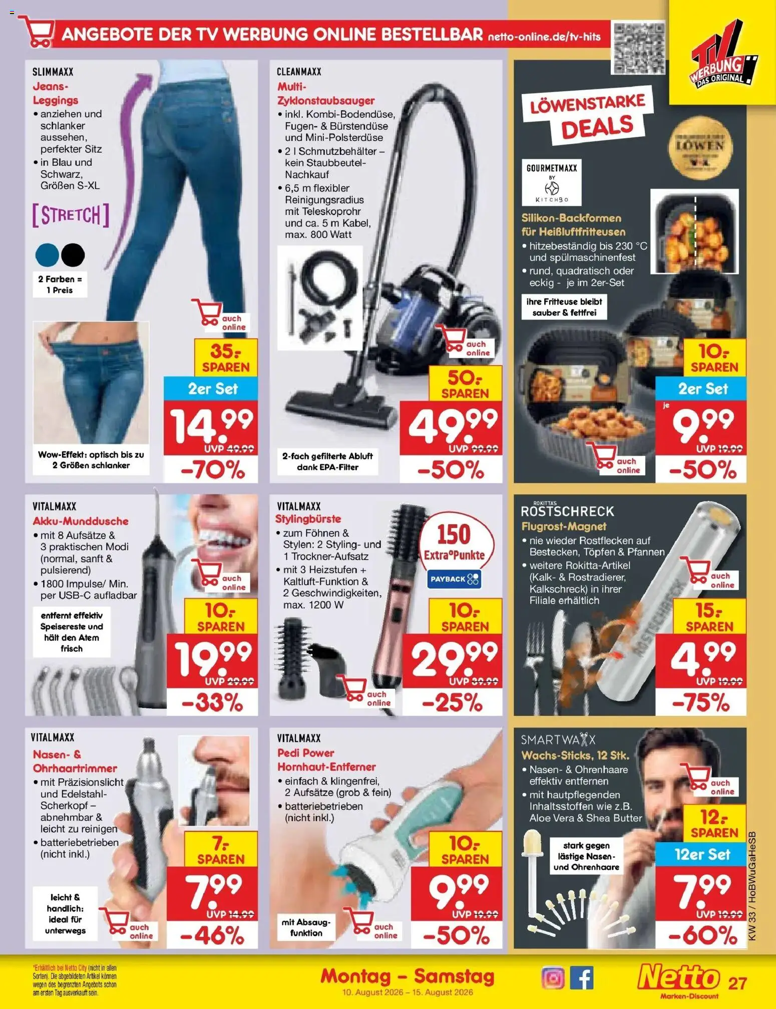 Netto Marken-Discount Prospekt – gültig ab 10.08.2026 | Seite: 39 | Produkte: Butter, Leggings, Fritteuse, TV