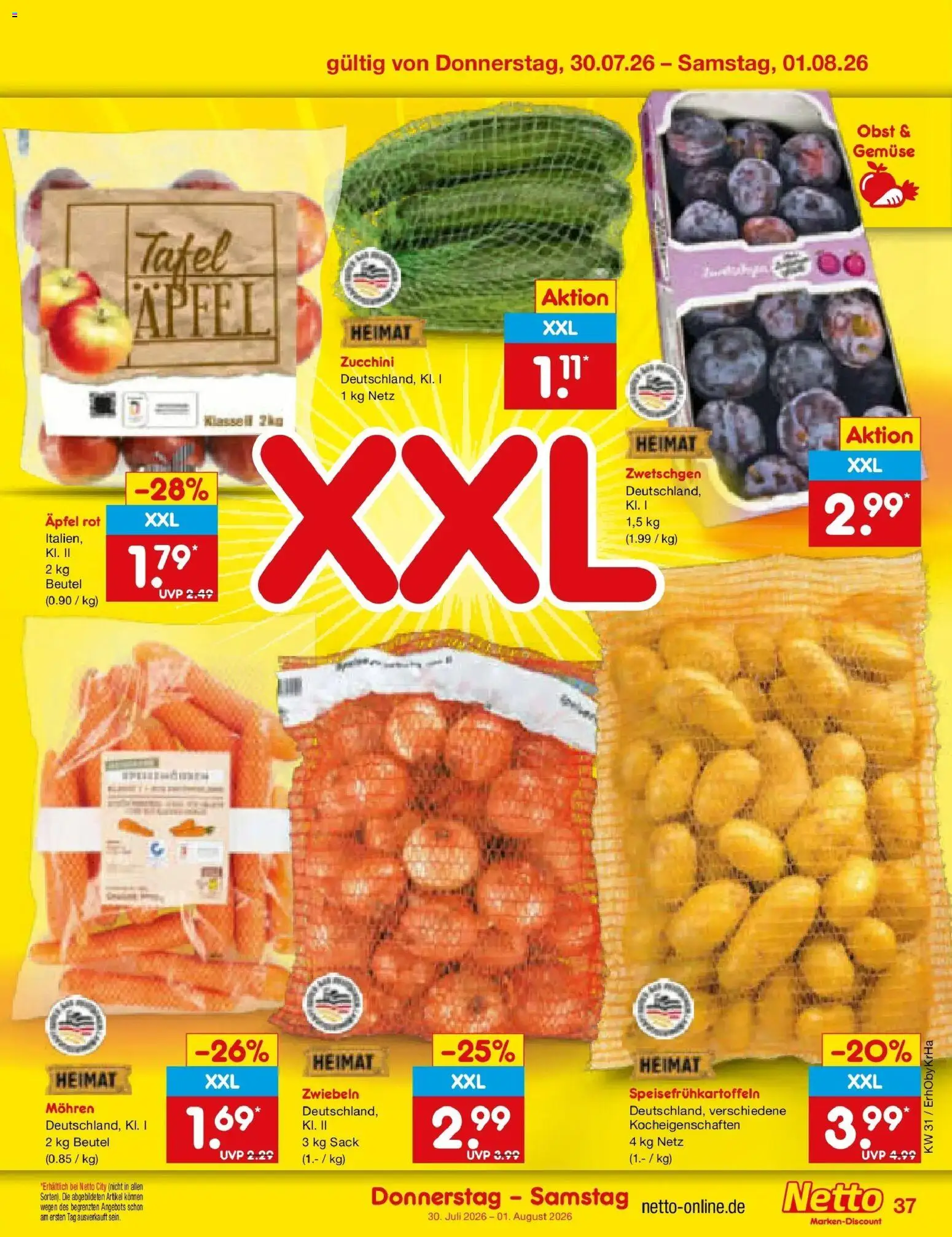 Netto Marken-Discount Prospekt Baesweiler – gültig ab 27.07.2026 | Seite: 54 | Produkte: Mohren, Zwiebeln, Gemüse, Obst
