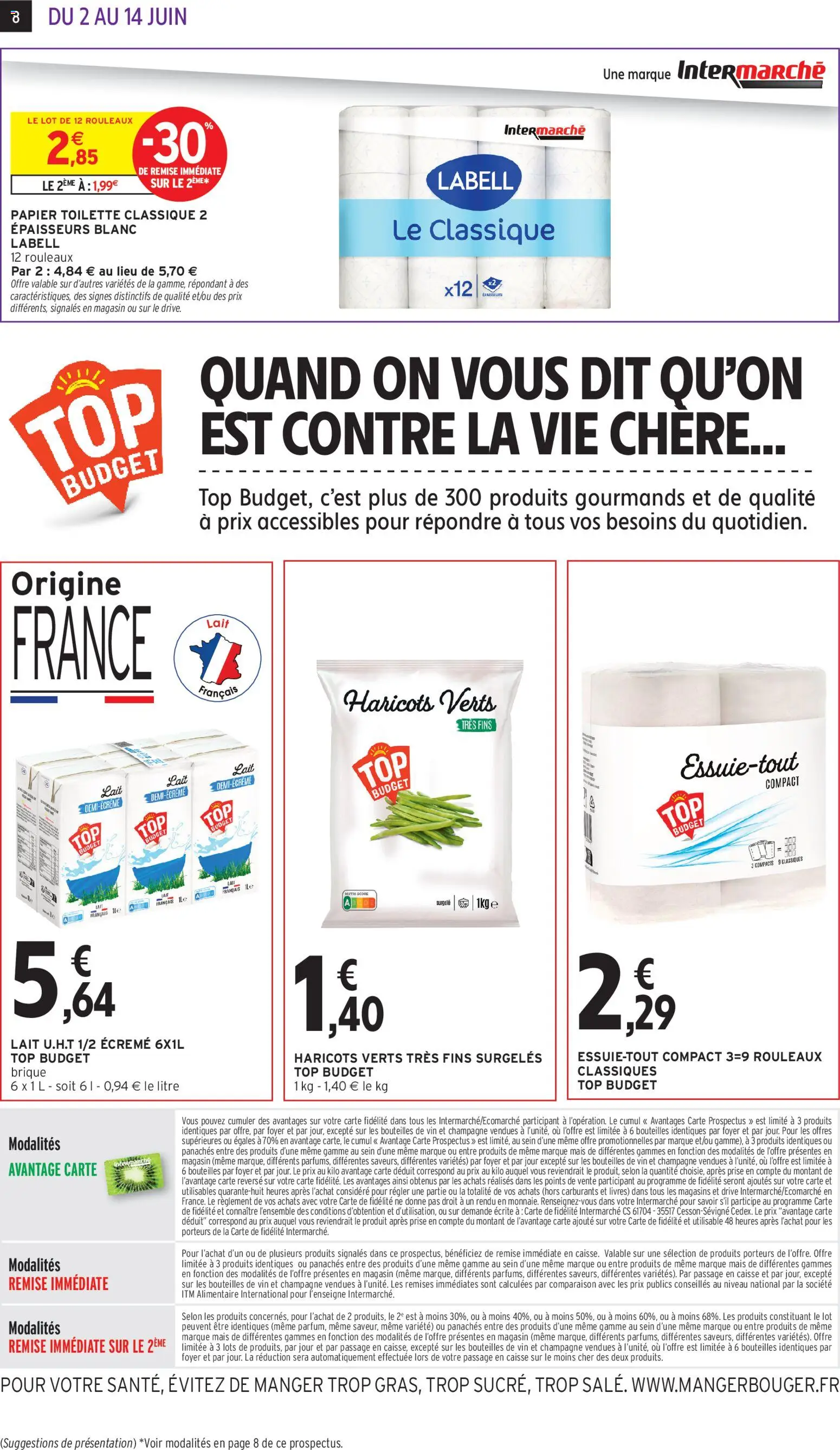 {H1} | Page: 8 | Produits: Papier toilette, Champagne, Prise, Lait