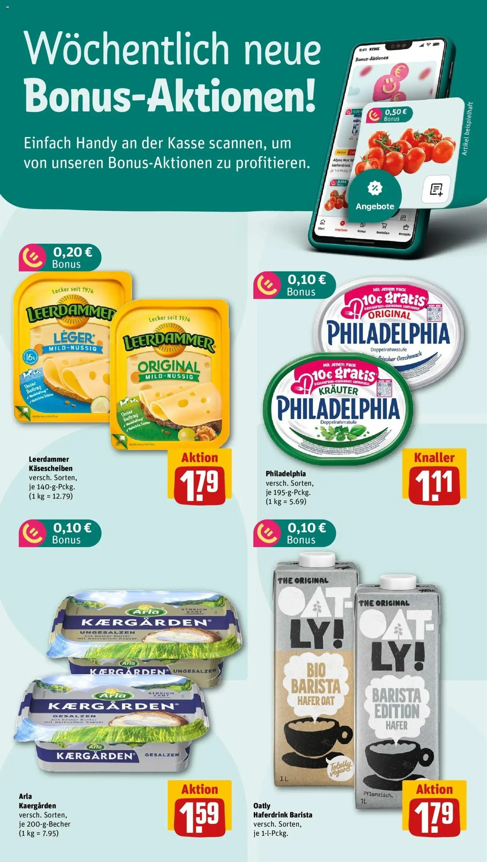 Rewe Prospekt Vöhringen – gültig ab 08.06.2026 | Seite: 2 | Produkte: Leerdammer, Haferdrink, Alpro, Oatly