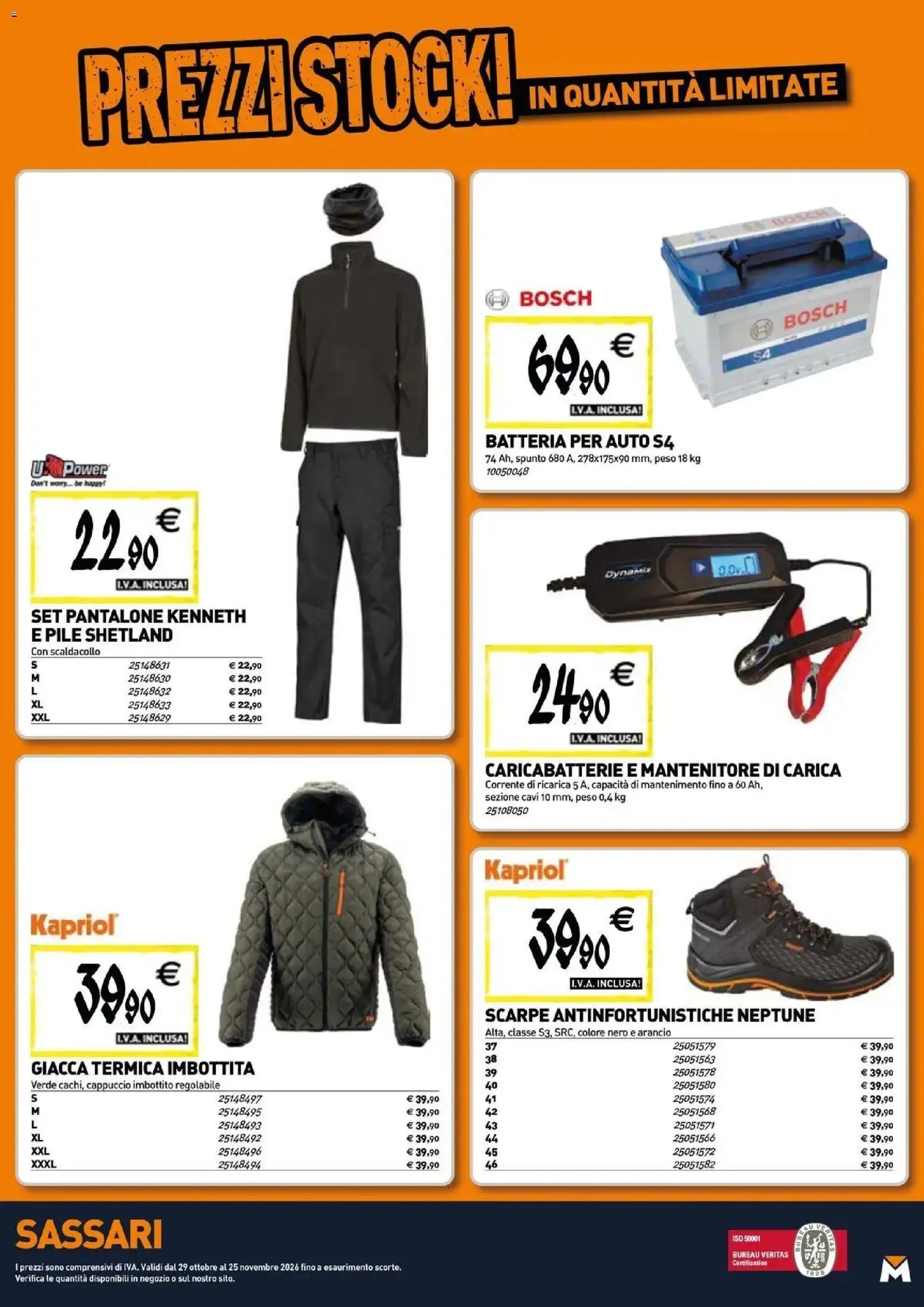 Volantino TECNOMAT del 29/10/2026 | Pagina: 21 | Prodotti: Pile, Batteria per auto, Giacca, Cappuccio
