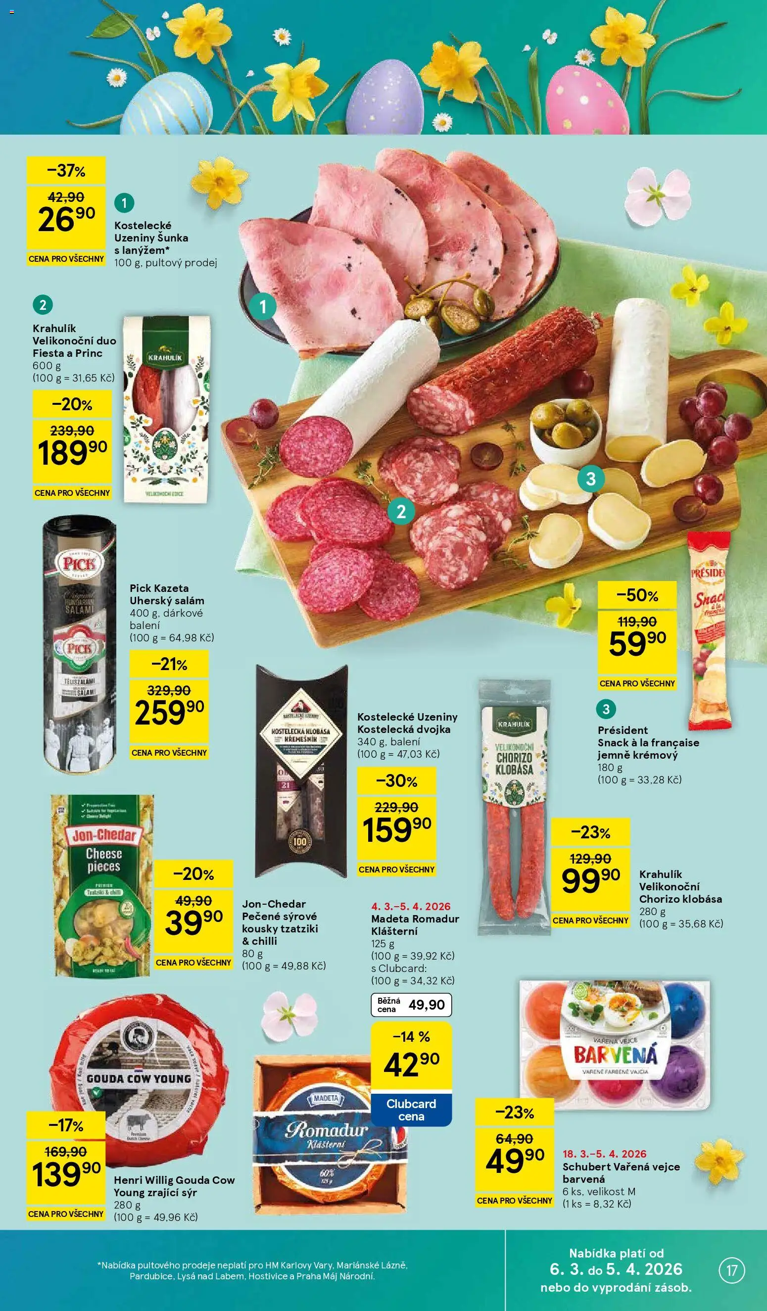 Tesco leták - Hypermarket od 31.03.2026 | Strana: 17 | Produkty: Vejce, Zrající sýr, Uherský salám, Chorizo