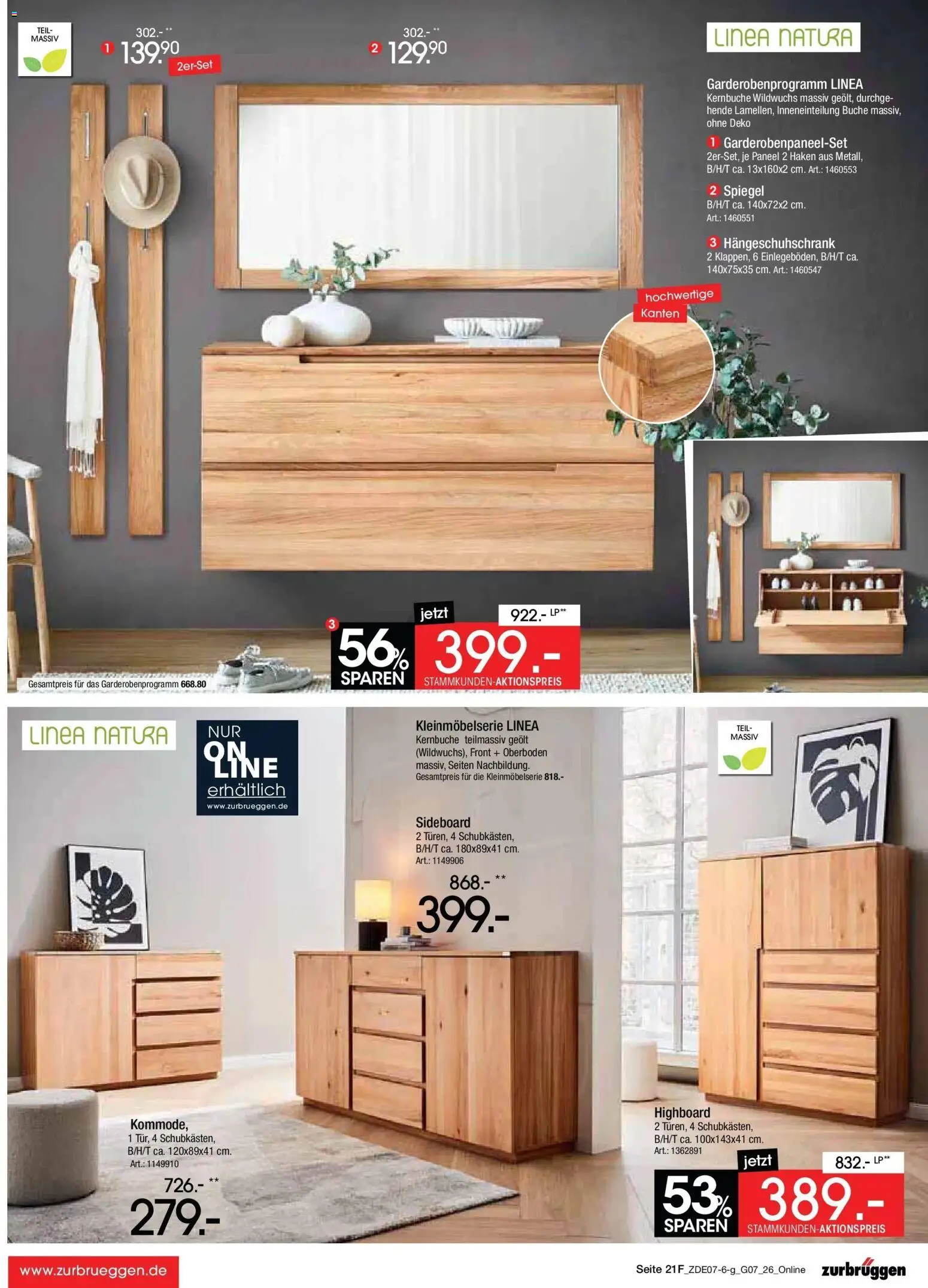 Zurbrüggen Sonderverkauf – gültig ab 09.07.2026 | Seite: 39 | Produkte: Sideboard, HIghboard, Spiegel