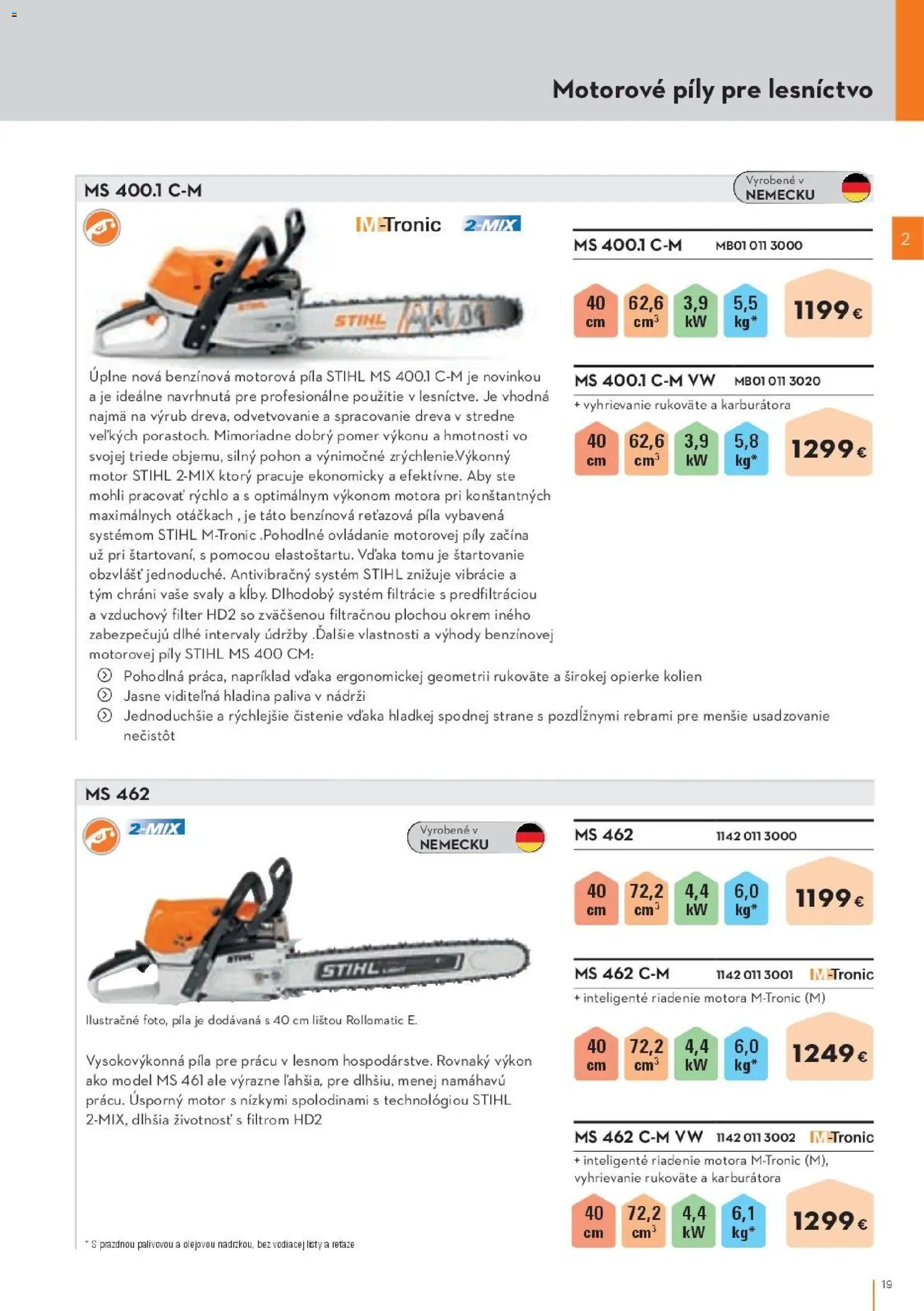 Nové STIHL akcie – leták je platný od 19.08.2026 | Strana: 19 | Produkty: Motorová píla, Reťazová píla, Píla