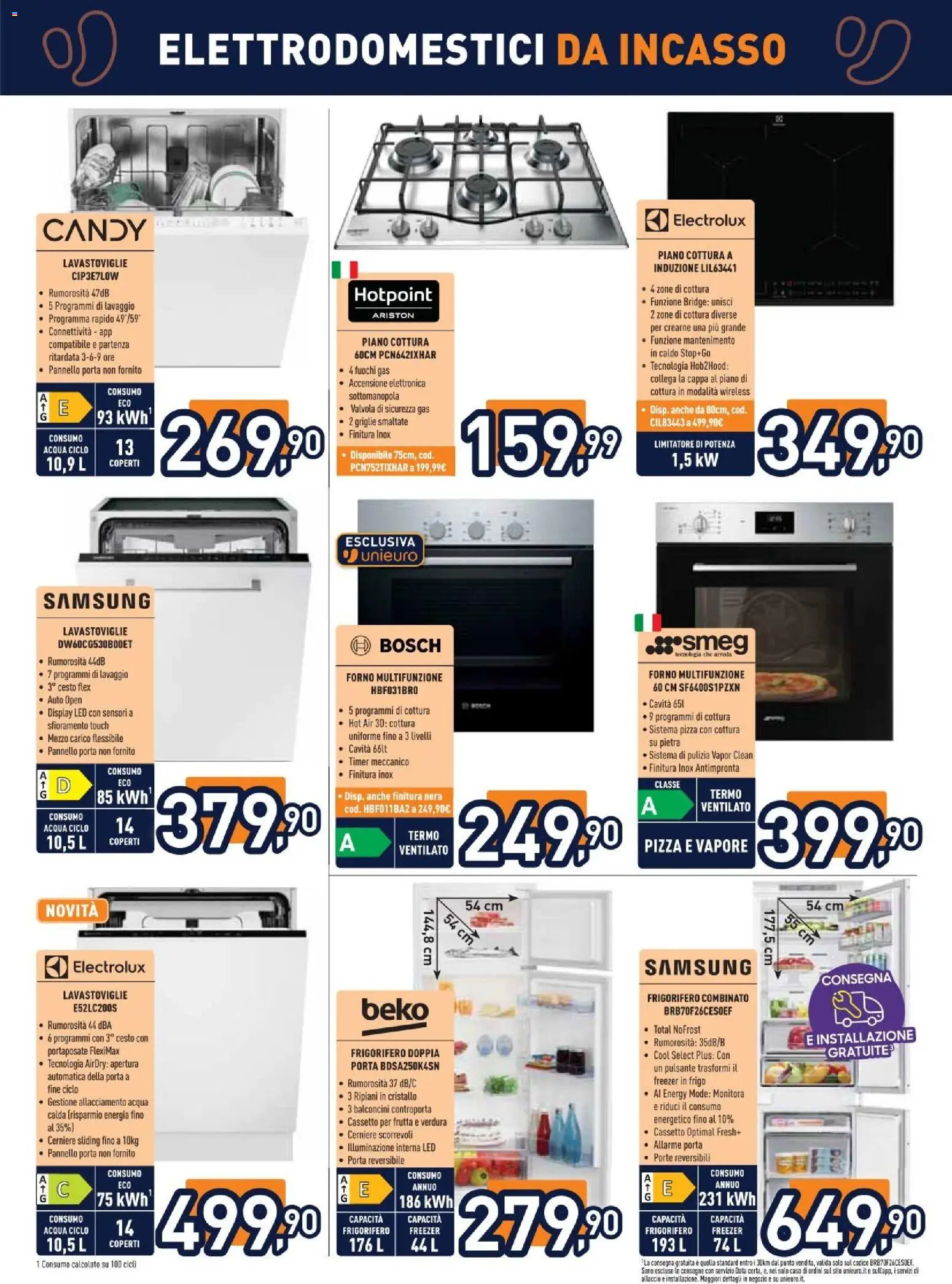 Volantino Unieuro del 07/09/2026 | Pagina: 27 | Prodotti: Pizza, Porta, Lavastoviglie, Samsung