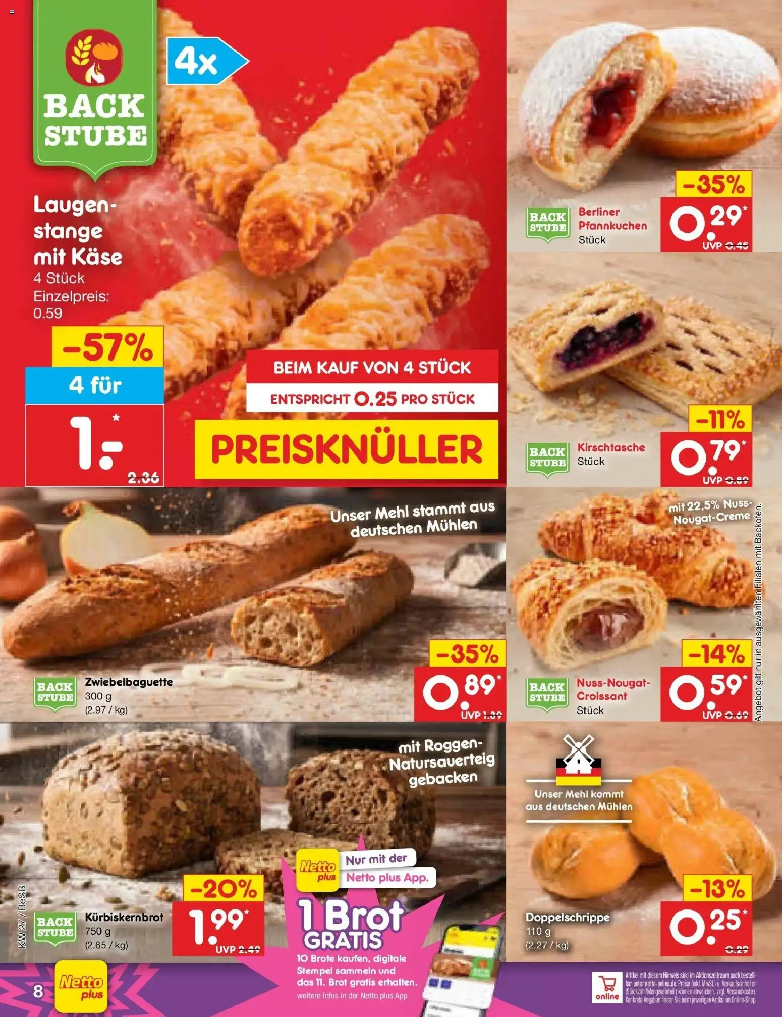 Netto Marken-Discount Prospekt Bitterfeld-Wolfen – gültig ab 29.06.2026 | Seite: 10 | Produkte: Berliner, Mehl, Käse, Brot