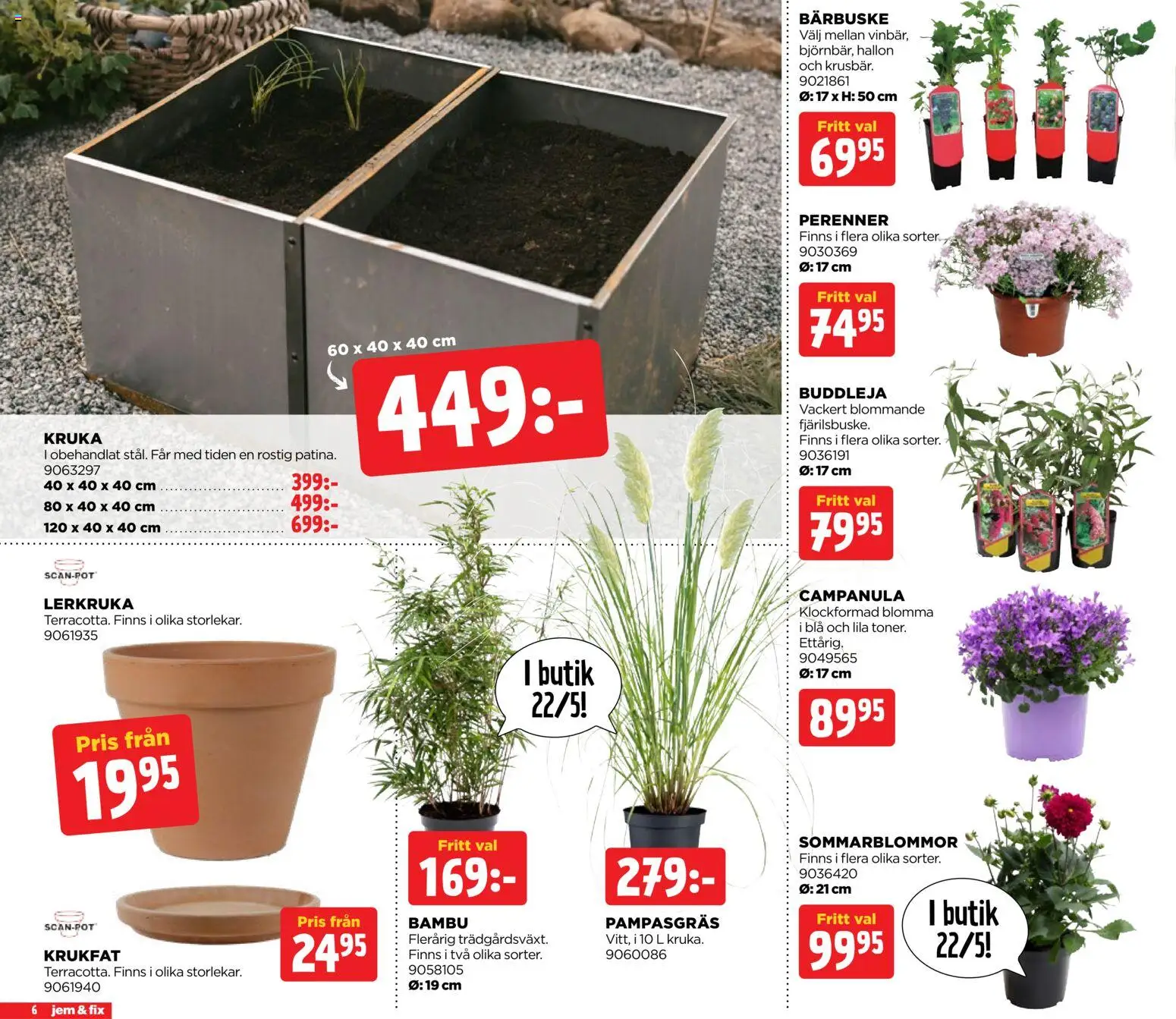 Jem & Fix reklamblad aktuell från 18.05.2026 | Sida: 6 | Produkter: Kruka, Hallon
