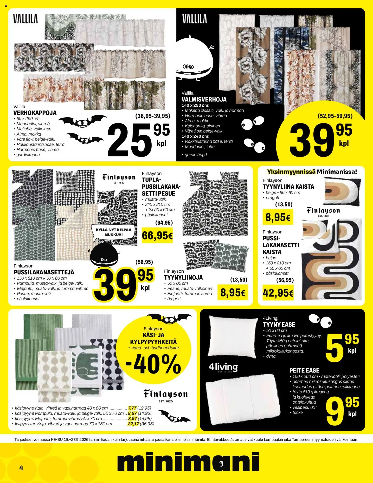 Minimani - lehti-ilmoitukset ja mainoslehti – voimassa 16/09/2026 alkaen | Sivu: 4 | Tuotteet: Tyyny, Tyynyliina