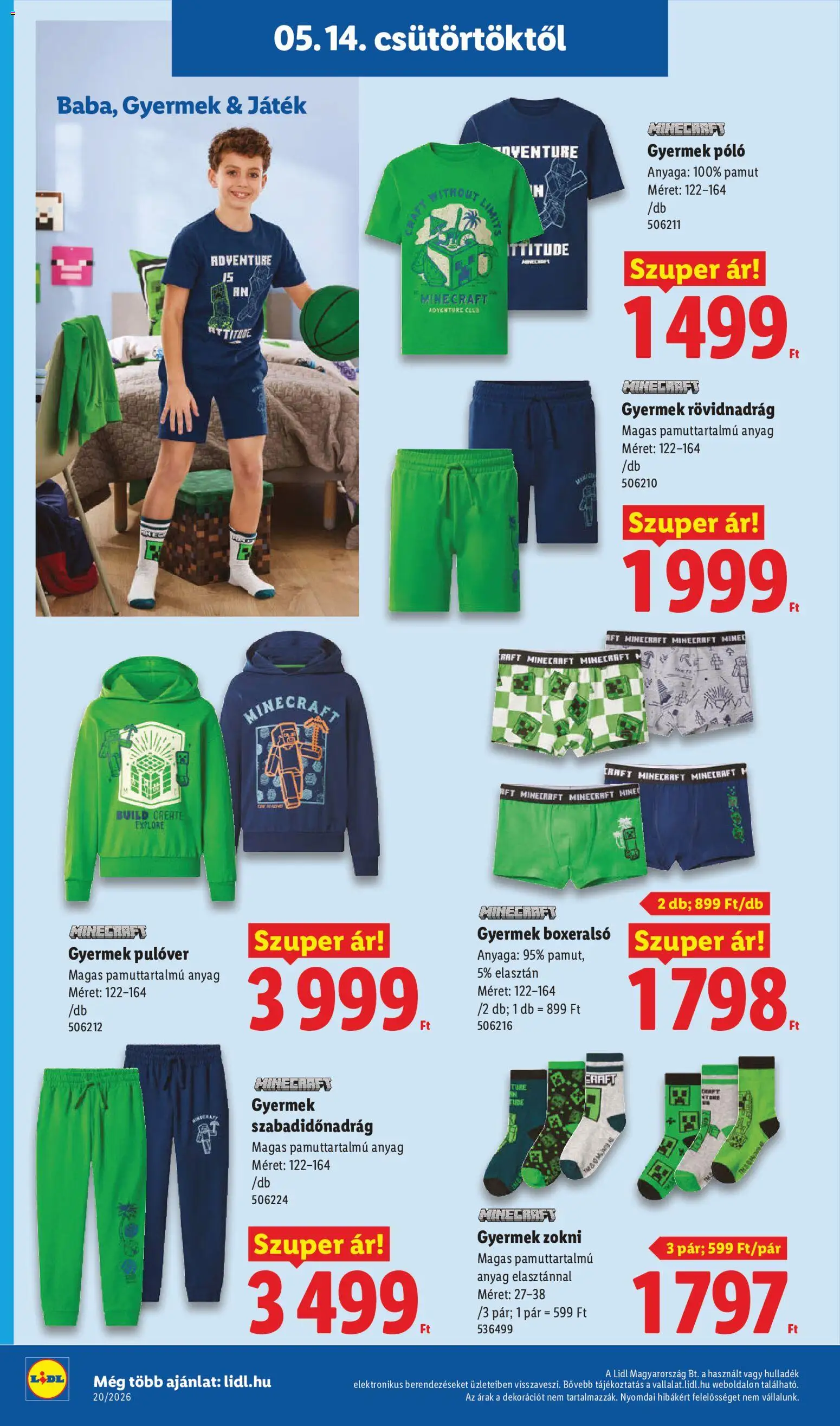 Lidl akciós ujság - amely érvényes a következő dátumtól: 14.05.2026 | Oldal: 36 | Termékek: Boxeralsó, Pulóver, Rövidnadrág, Zokni