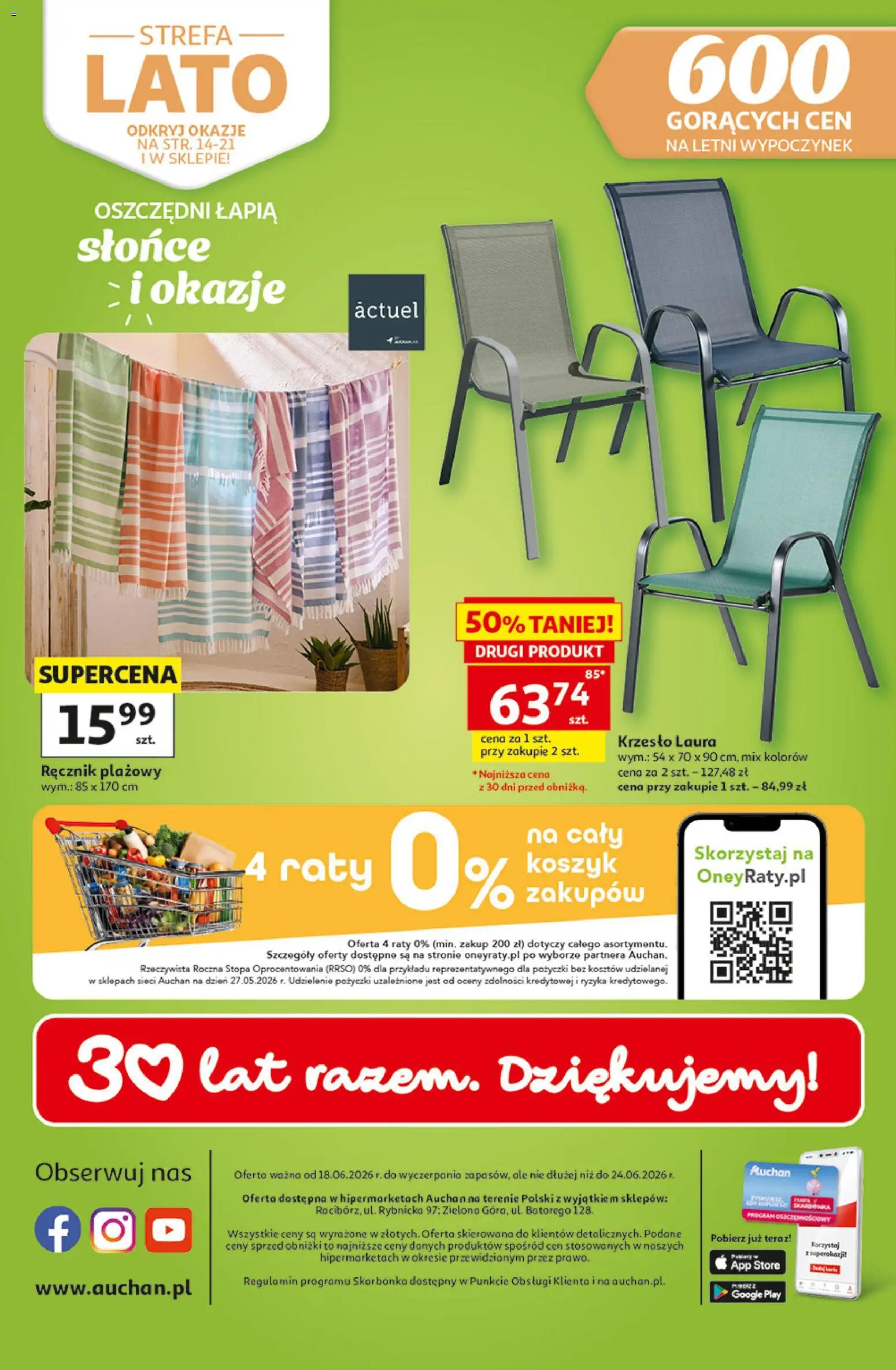 Auchan gazetka - 30 Lat Hipermarket od 18.06.2026 | Strona: 45 | Produkty: Krzesło