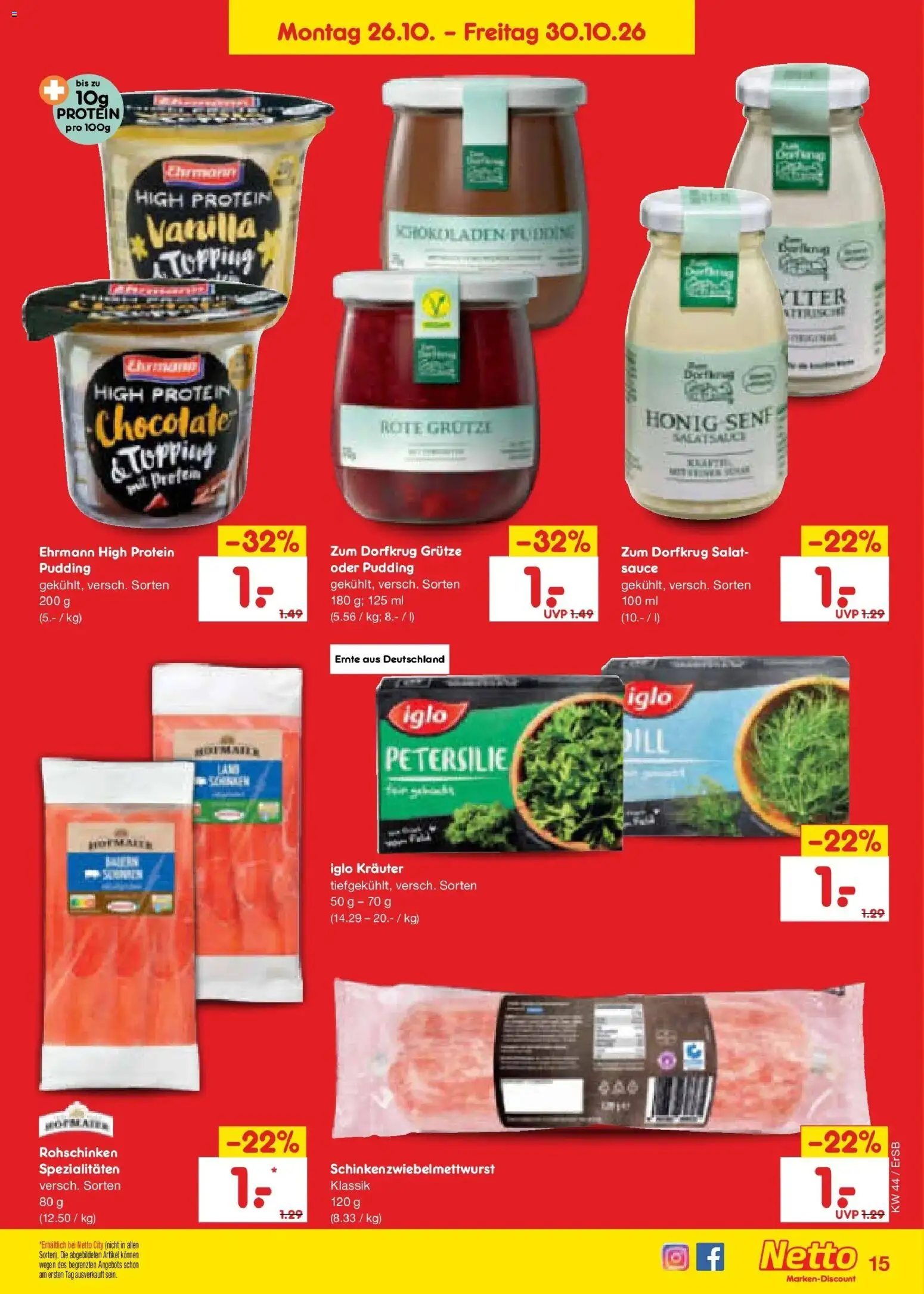 Netto Marken-Discount Prospekt Naumburg – gültig ab 26.10.2026 | Seite: 27 | Produkte: Iglo, Pudding, Petersilie, Salat