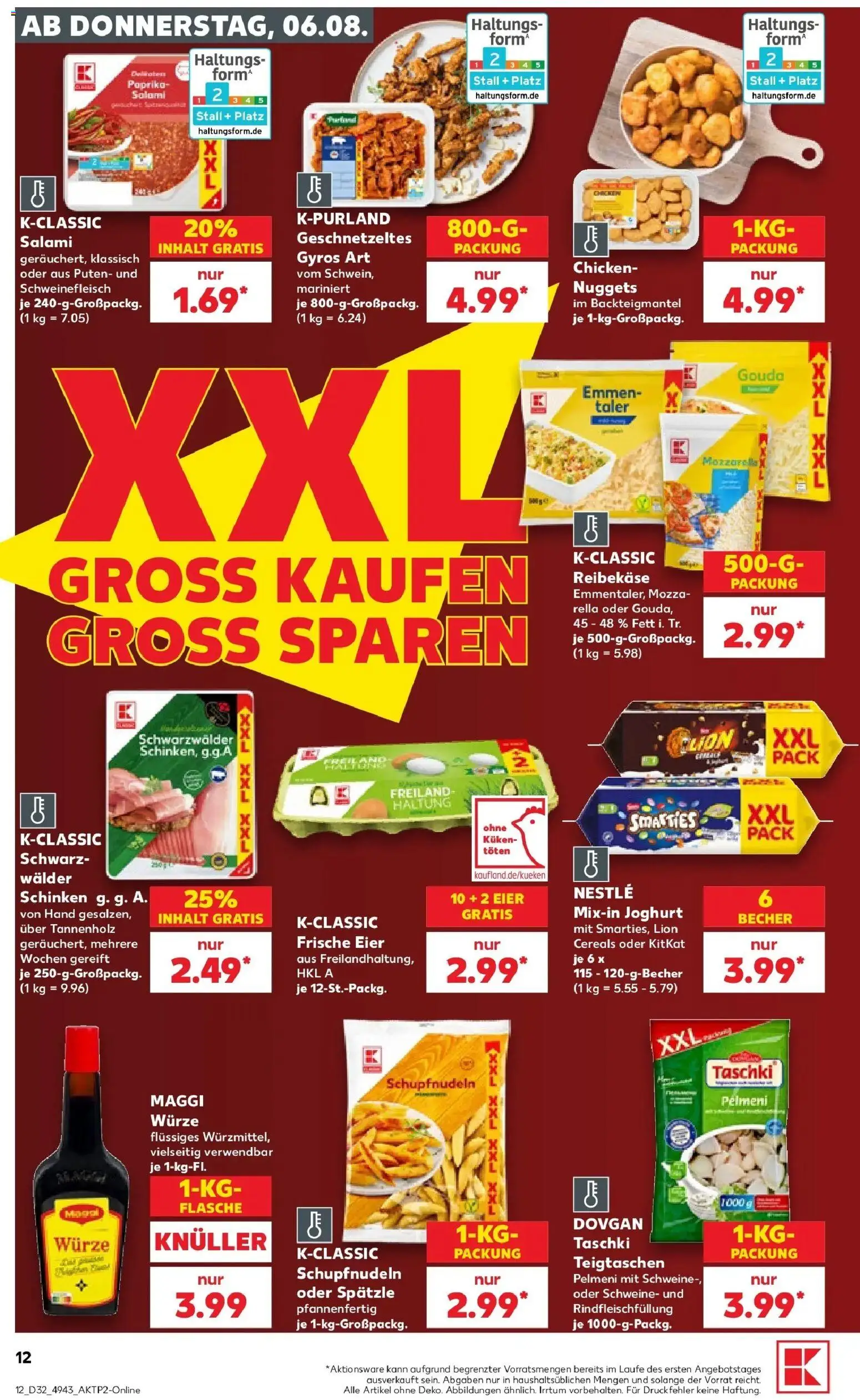Kaufland Prospekt Bottrop – gültig ab 03.08.2026 | Seite: 21 | Produkte: Mozzarella, Gyros, Schweinefleisch, Reibekase