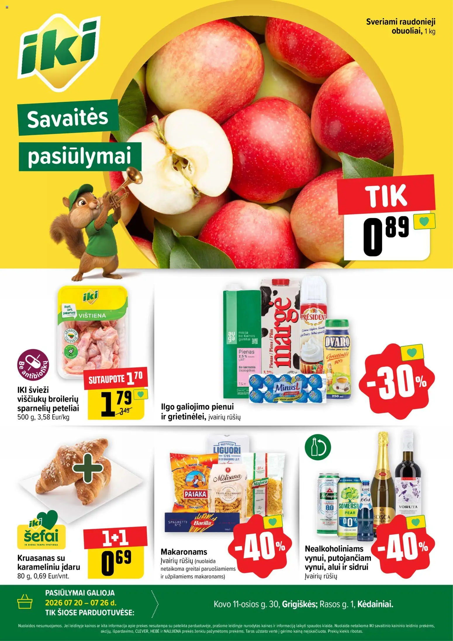 IKI akcijos nuo 2026.07.20 | Puslapis: 1 | Prekių: Pienas, Vištiena