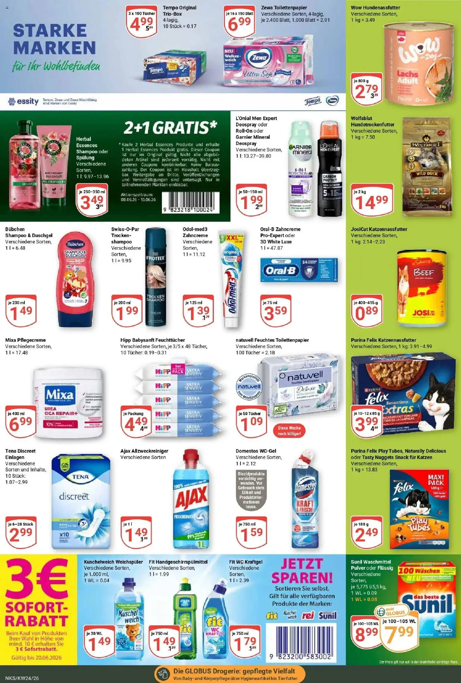 Globus Prospekt Neunkirchen – gültig ab 08.06.2026 | Seite: 23 | Produkte: Zewa, Spülung, Tempo, Toilettenpapier