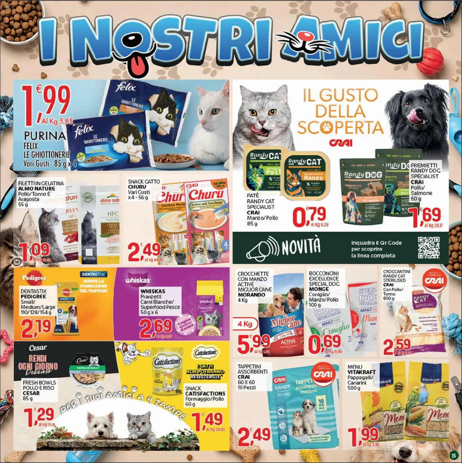 Volantino CRAI del 20/08/2026 | Pagina: 15 | Prodotti: Paté, Salmone, Manzo, Crocchette