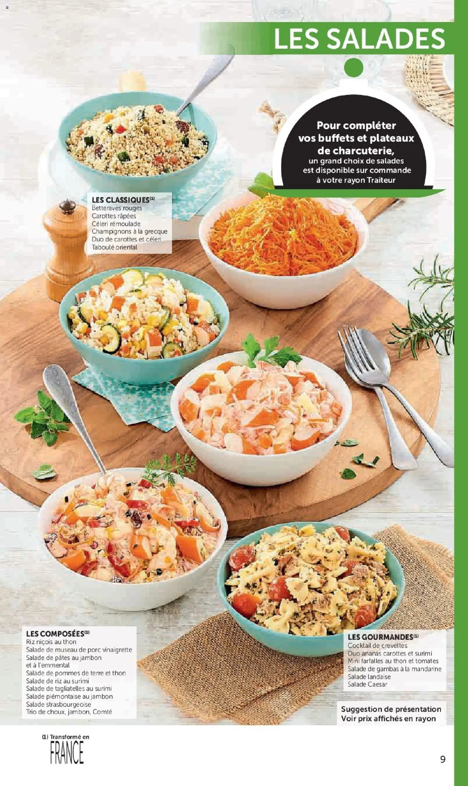 {H1} | Page: 9 | Produits: Salade, Porc, Riz, Pommes de terre